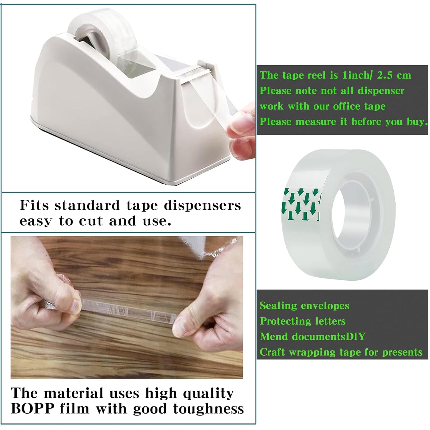 144 Rolls Transparent Tape Refills Rolls Each Rol 1 inch Corel 3/4 x 900 Inches,for School,Office, Home.