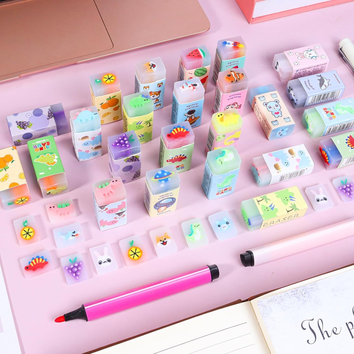 35PCS Cute Animal Erasers for Kids, Count Bulk Pack, Assorted Designs, Back to School Supplies