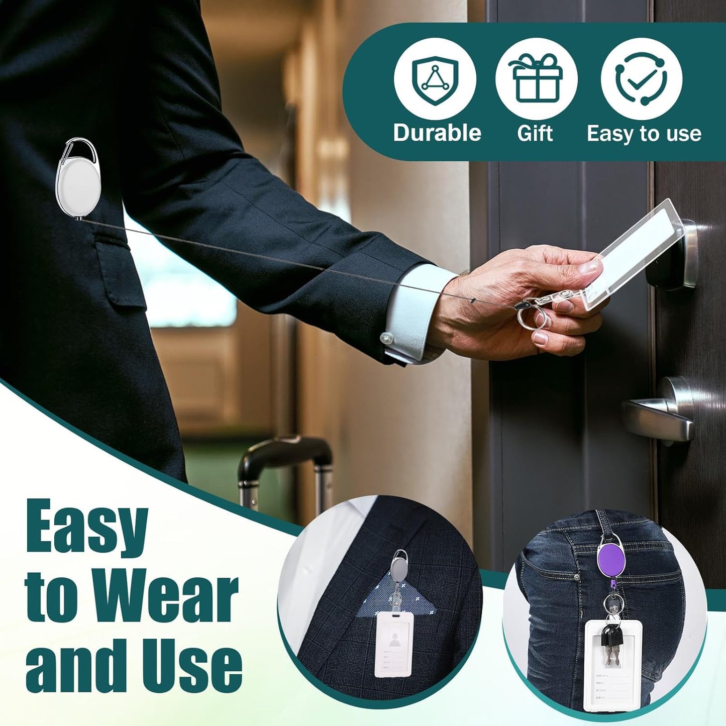 Honoson 30 Pcs Heavy Duty Retractable Badge Reels Batch ID Badge Holder Retractable Clip Bulk Key Holder with Ring for Office Worker Employee, Doctor Nurse Gifts (Cute Color)