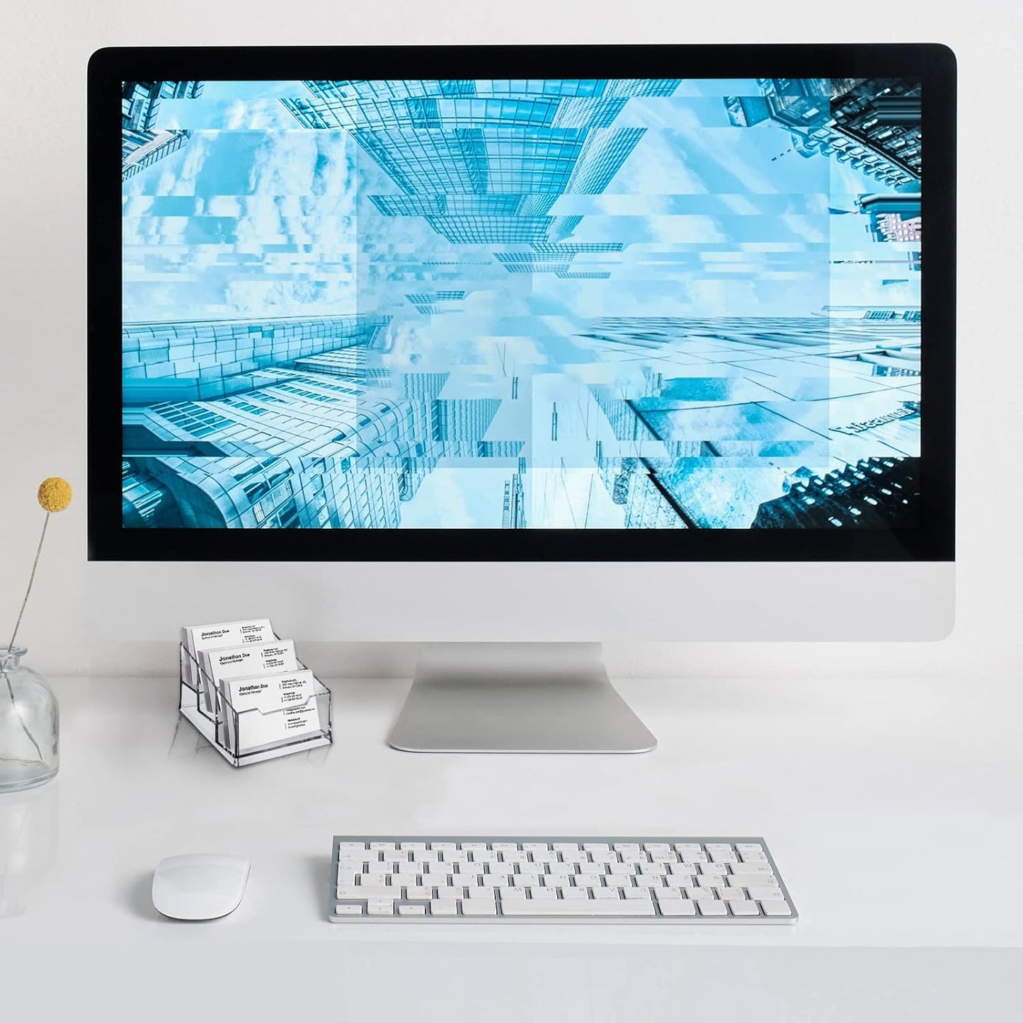 Clear Acrylic Business Card Holder,3 Tier Premium Acrylic Clear Business Card Holder Stand for Desk Fits 150 Business Cards