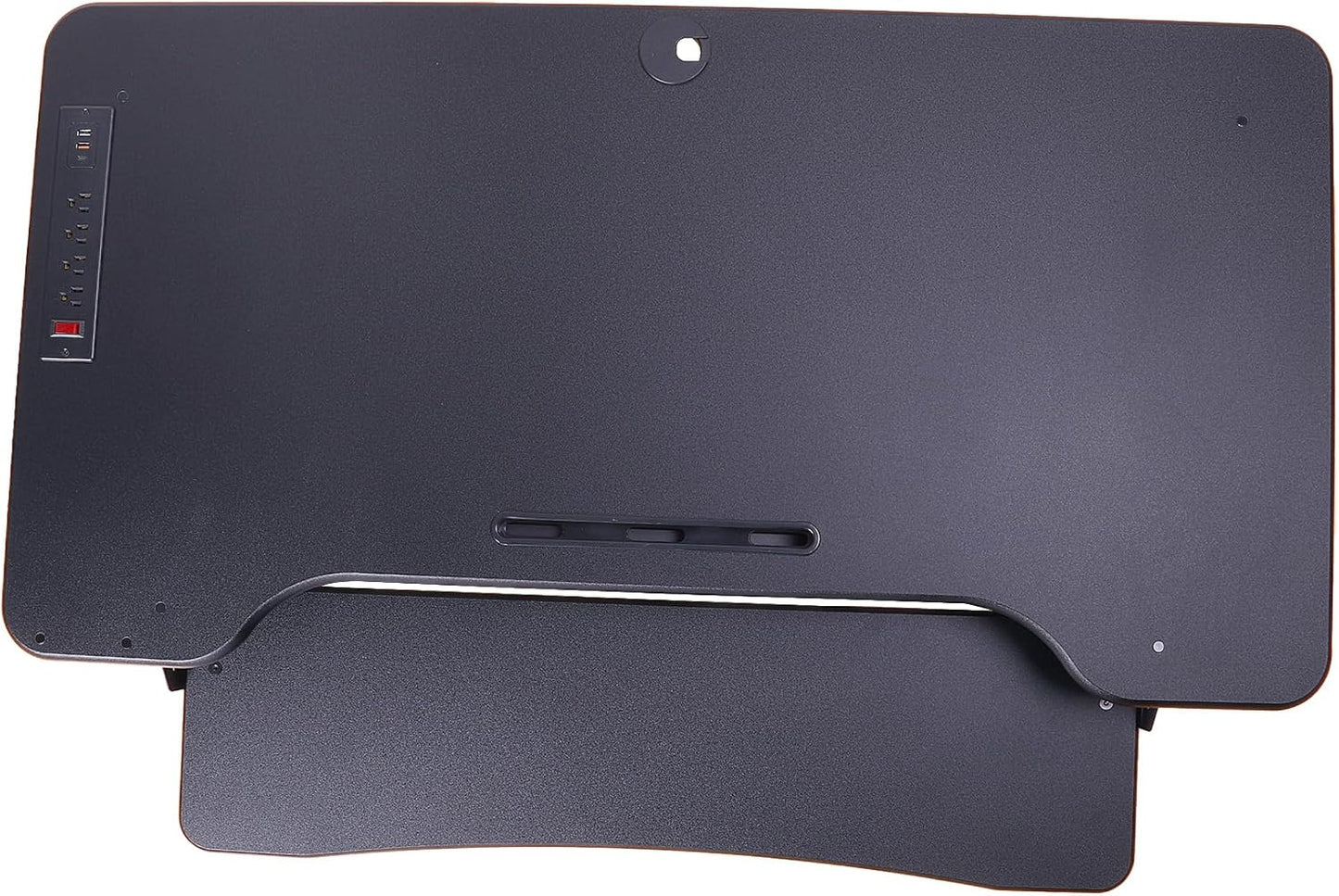 Rocelco 46" Electric Standing Desk Converter with AC Outlet USB Charger and Anti-Fatigue Floor Mat - Motorized Adjustable Sit Stand Riser - Tabletop Workstation Keyboard Tray - Black (R EDRB-46-MAFM)