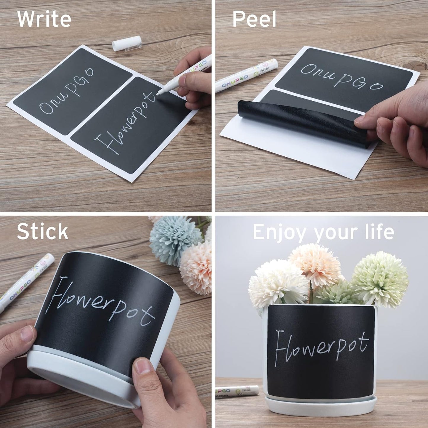 ONUPGO 20 Pack Chalkboard Labels, 4" X 6" Reusable Blackboard Stickers, Waterproof Chalkboard Sticker for Jars, Parties Decoration, Craft Rooms, Weddings, Storage, Organize Your Home & Kitchen