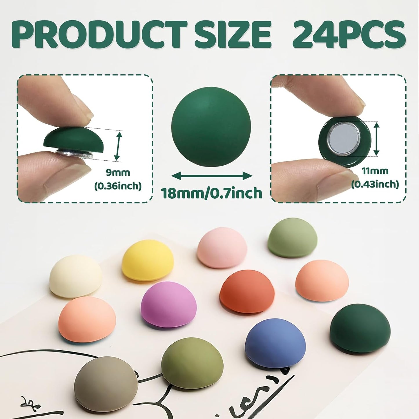 Qualsen 16pcs Cute Colorful Fridge Magnets – Strong Matte Macaron Refrigerator Magnets for Locker, Whiteboard, Classroom – Decorative Magnetic Stickers for Girls, 16 Colors