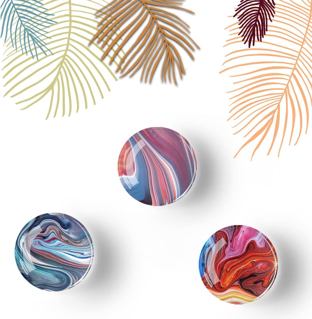 12Pcs Glass Strong Magnetic Refrigerator Magnet Fridge Sticker,Marble Crystal Fridge Magnets Decoration for Crafts,Strong Fridge Magnets for Kitchen, School,Office Whiteboard, Cabinet and Dishwasher