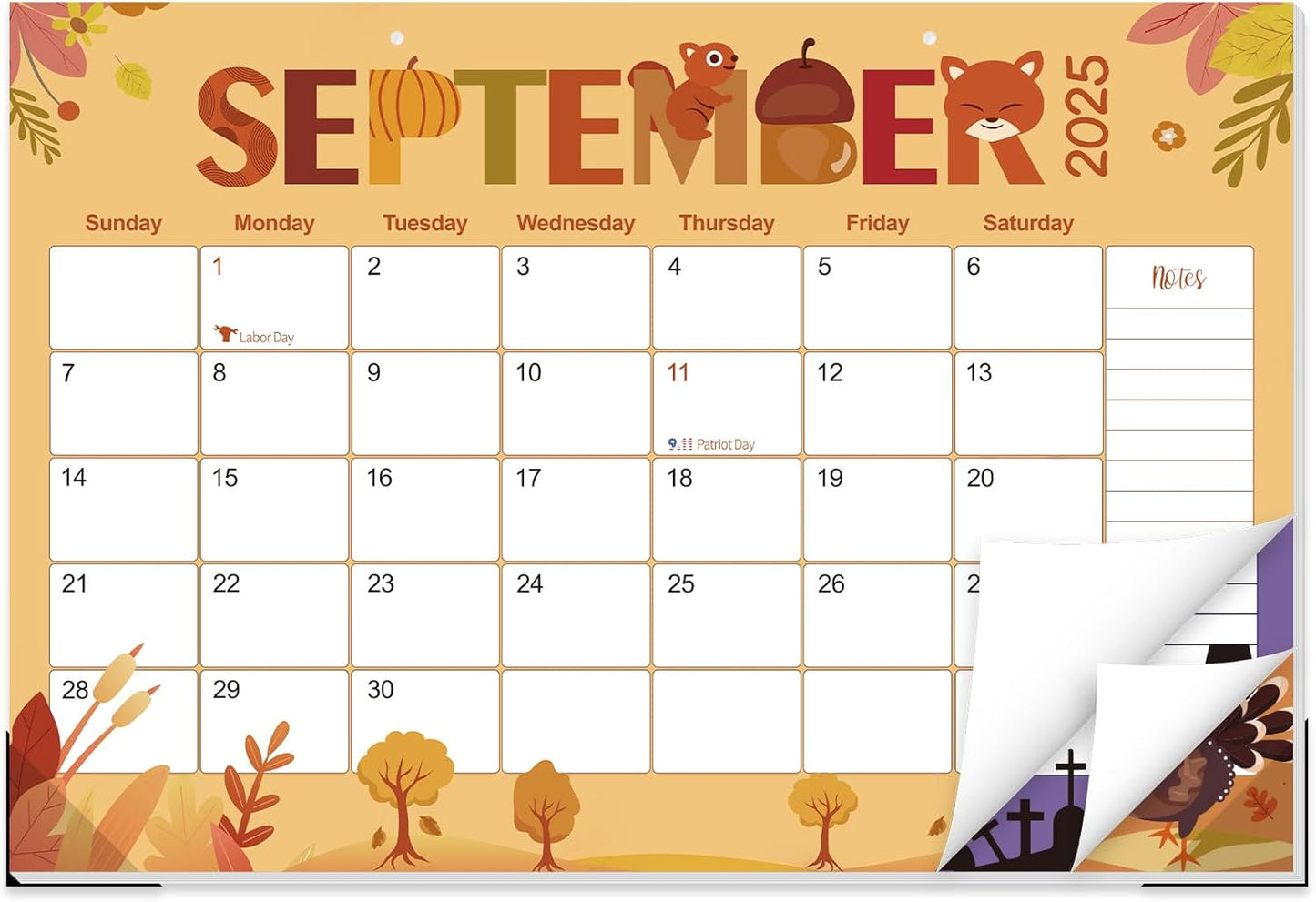 GuassLee Desk Calendar 2025-2026 - Colorful Desk Calendar from Sep. 2025-Mar. 2027, 17 x 11.5 inches, 19 Monthly Calendar with Hanging Rope, Notes and Large Ruled Blocks for Home School Office