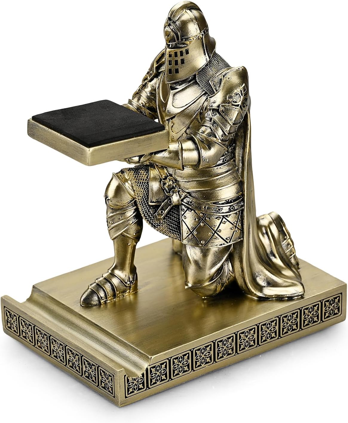 King's Guard Watch Display Stand Eyeglass Jewelry Bracelet Necklace Holder Trays Towers Resin Pen Holder Warrior Knight Mobile Phone Stand for Office & Home (Bronze)