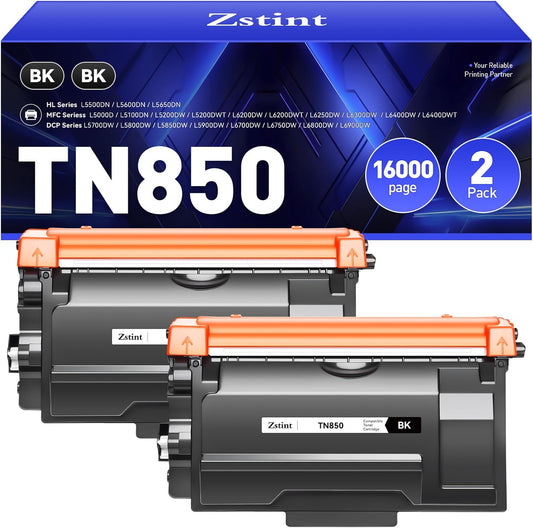 TN850 Black Toner Cartridge 2-Pack High Yield Replacement for Brother TN-850 TN820 TN-820 for HL-L6200DW L6200DWT MFC-L5700DW MFC-L5850DW HL-L5200DW MFC-L5900DW L6800DW L5100DN L5800DW L6700DW Printer