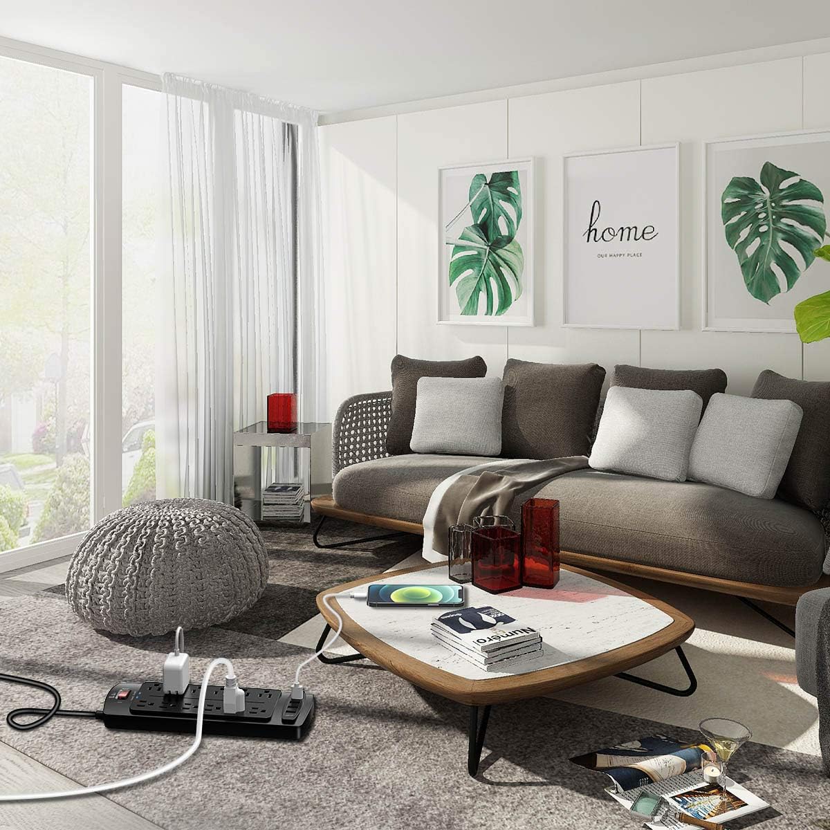 Power Strip, Tcstei Surge Protector with 12 Outlets and 4 USB Ports, 10 Feet Extension Cord (1875W/15A) for Home, Office, Dorm Essentials, 2700 Joules, ETL Listed, Black