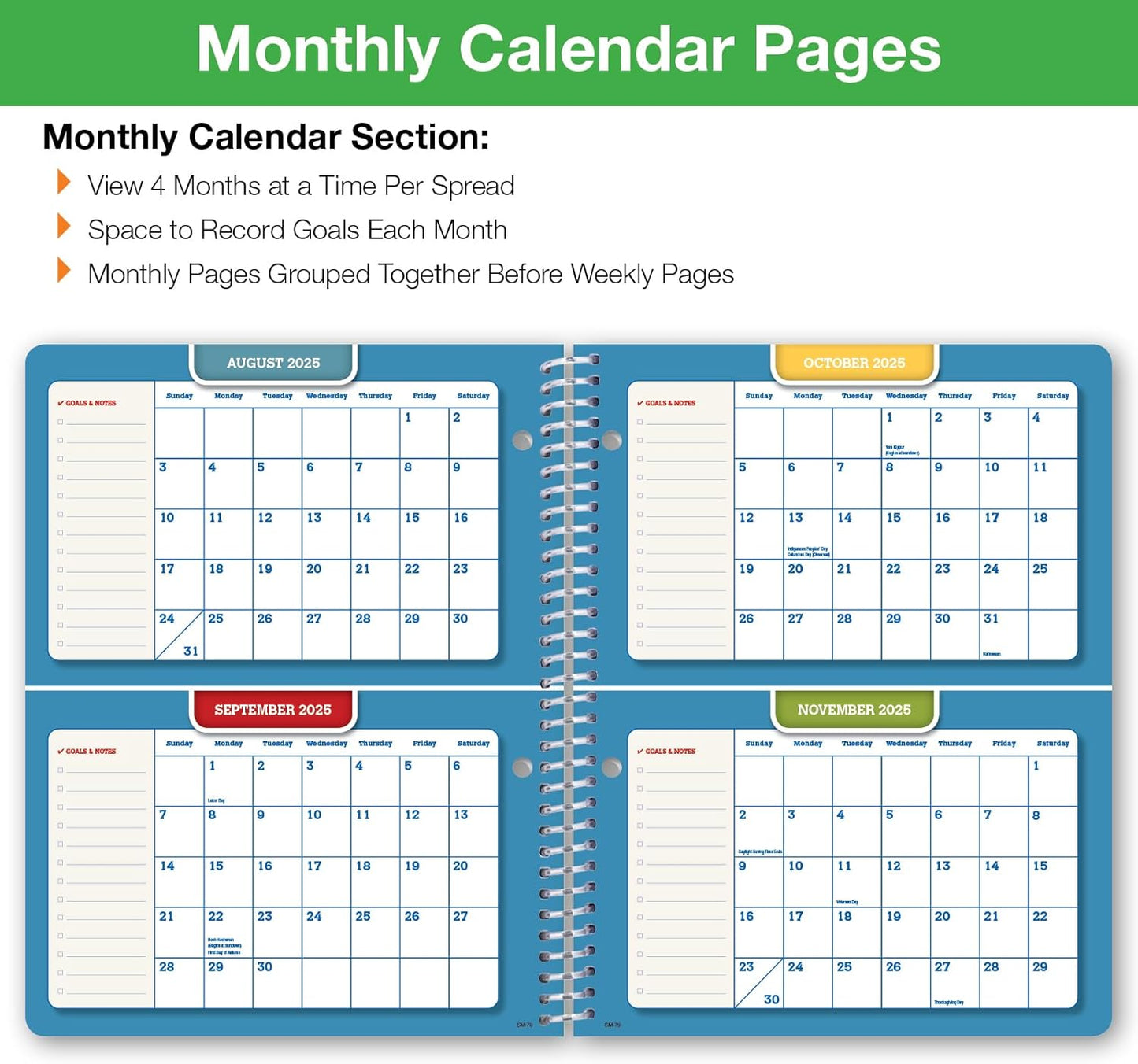 Global Datebooks Dated Middle School or High School Student Planner for Academic Year 2025-2026 Includes Ruler/Bookmark and Planning Stickers (Matrix Style - 7"x9" - Halftone Blue)