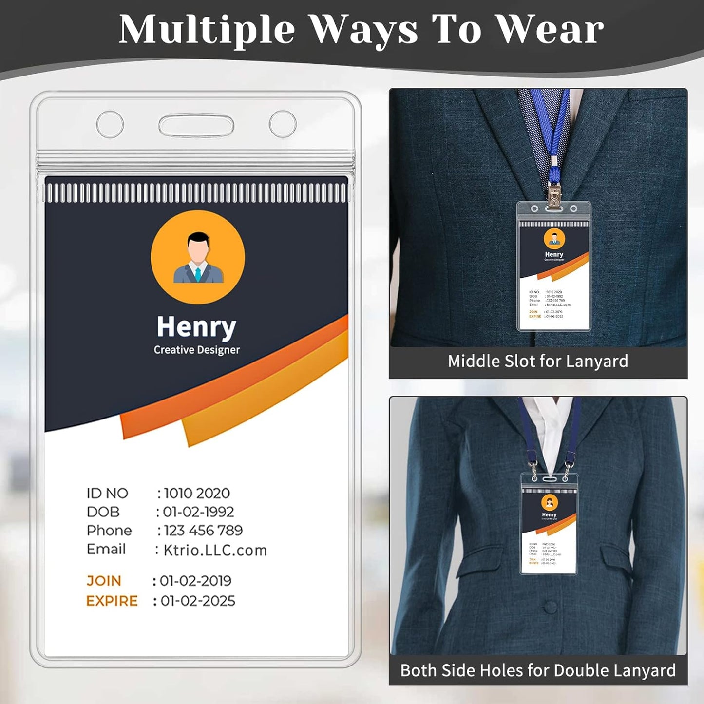 400 Pack Badge Holder, Plastic ID Badge Holder, Clear Waterproof ID Card Holder with Resealable Zip, 2.5" x 3.8" Vertical Name Tag Holder for Nurses and Office, Fits ID Card/Credit Card/Student Card