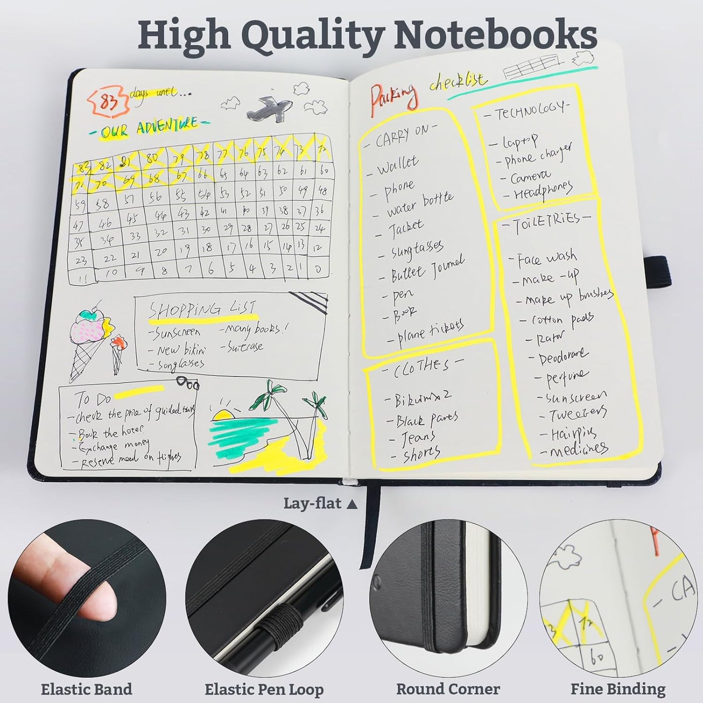 2Pack Blank Hardcover Sketch Book Notebook, A5 140 Pages 120Gsm Thick Journal for Drawing,School,Work,Diary，5.7''*8.3'',Turquoise
