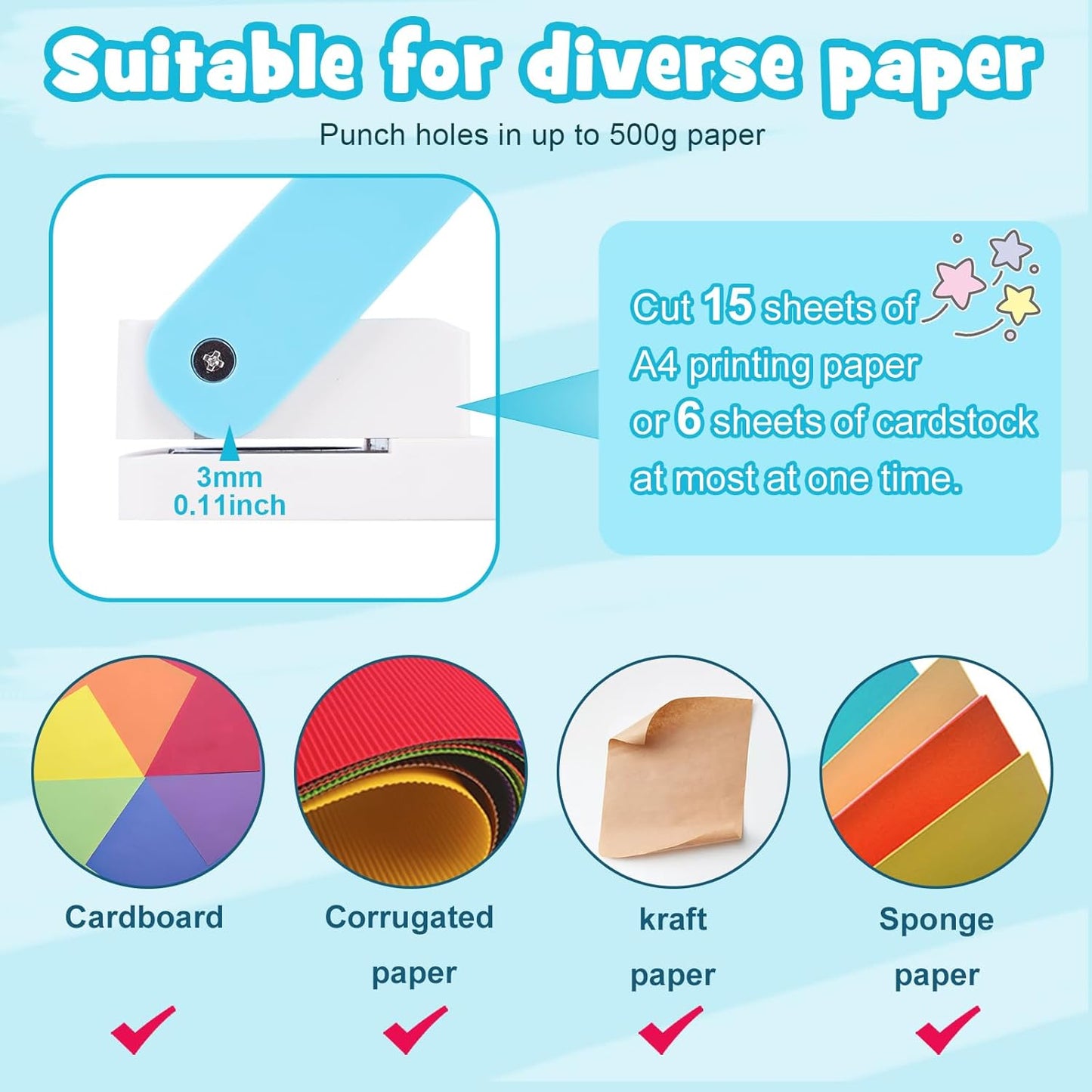 UCEC Craft Hole Puncher, 5/8" Hole Punch, 50% Labor Savings, Circle Punch, Hole Puncher, Paper Punch for Kids Paper Crafts DIY Handmade Crafting Scrapbook Tools Cards Arts Fun Projects