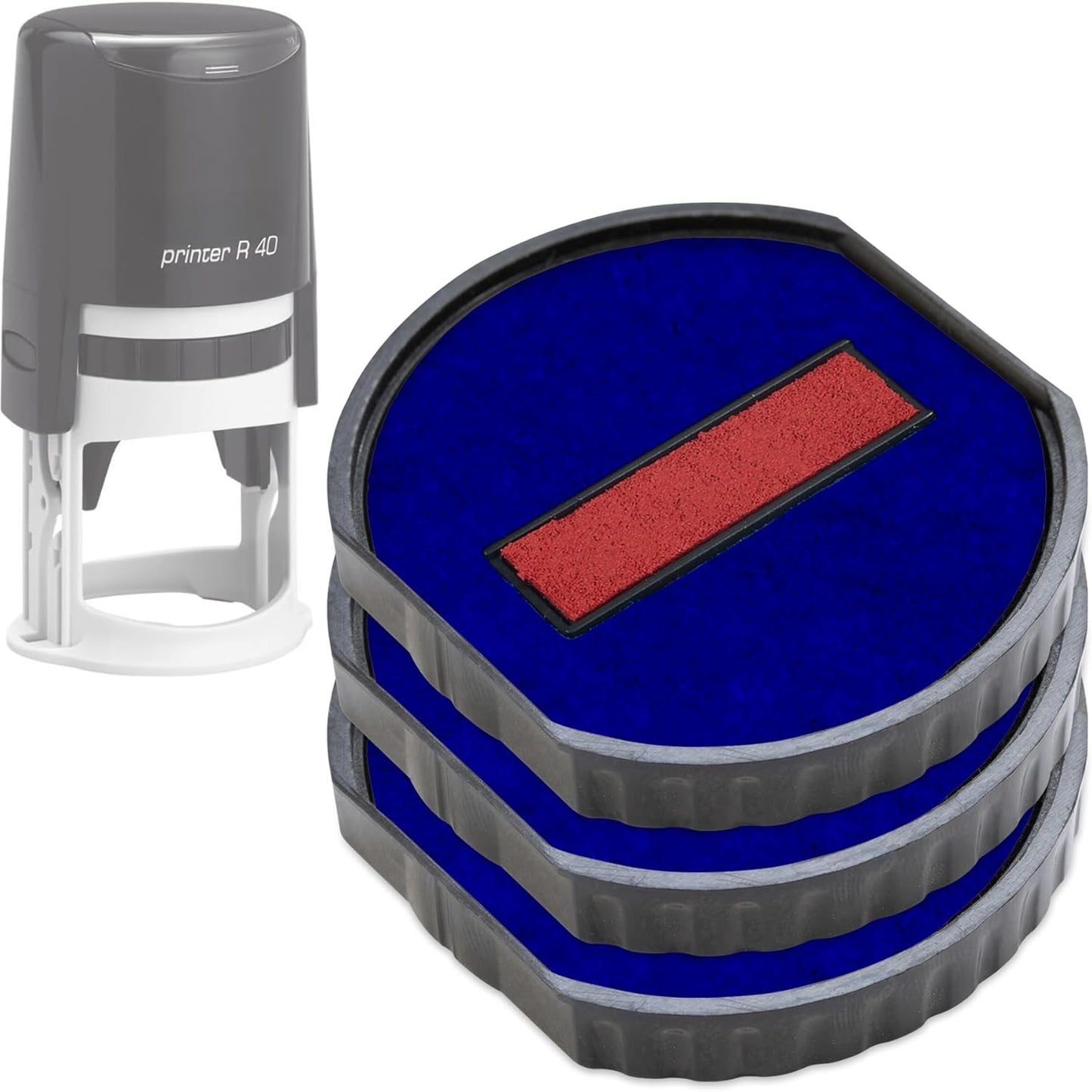 COLOP E/R40 Non-Toxic, Water Based Premium Replacement Pad for Printer R40 Stamp - Pack of 3 - Blue & Red (2 Colors)