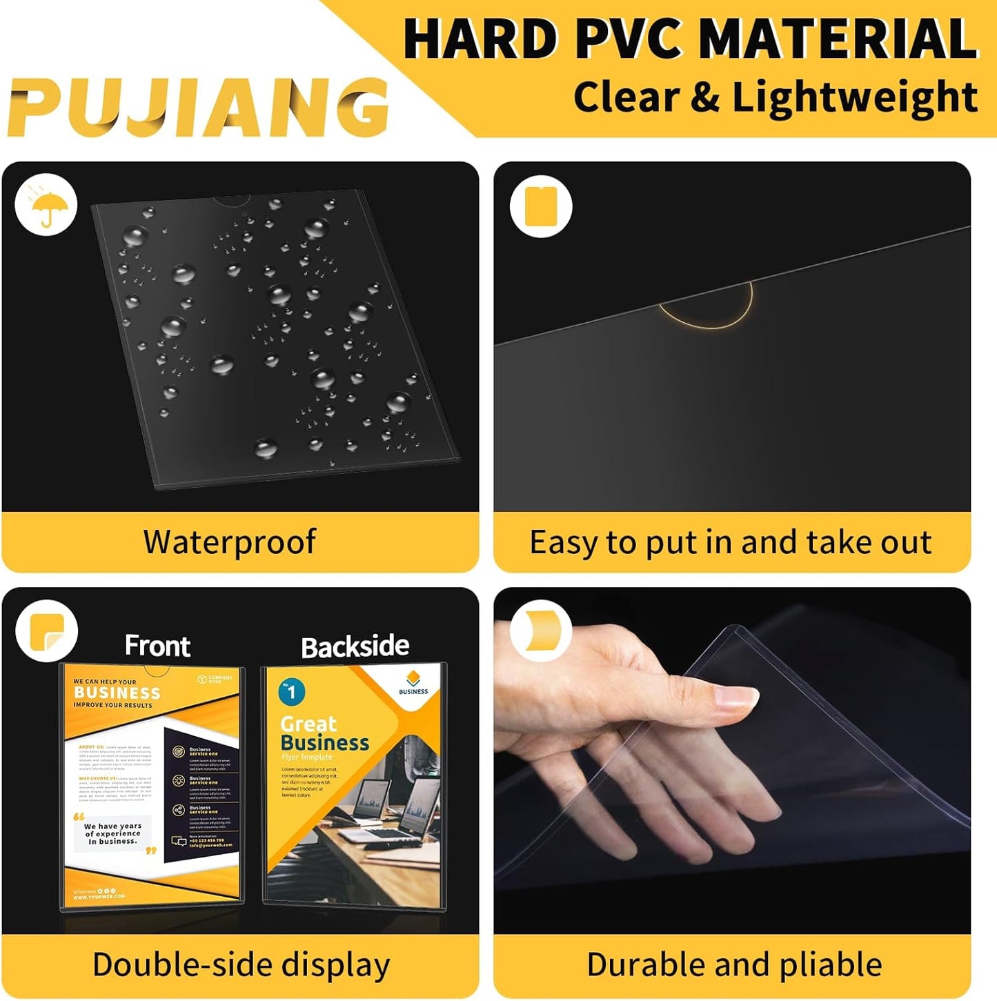 20 Pack Magnetic Sign Holder 8.5 x 11 - Wall Sign Holder Rigid Plastic Sign Holder with Magnet Strips and Adhesive Strips - Magnetic Display Frame Door Sign Holder