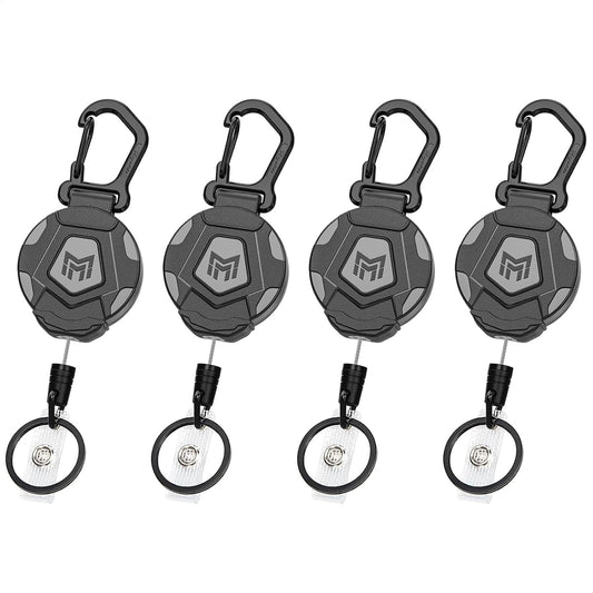 MNGARISTA 4-Pack Retractable Keychain, Heavy Duty Carabiner Badge Holder, Tactical ID Badge Reel with 31.5” Steel Retractable Cord, 8.0 oz