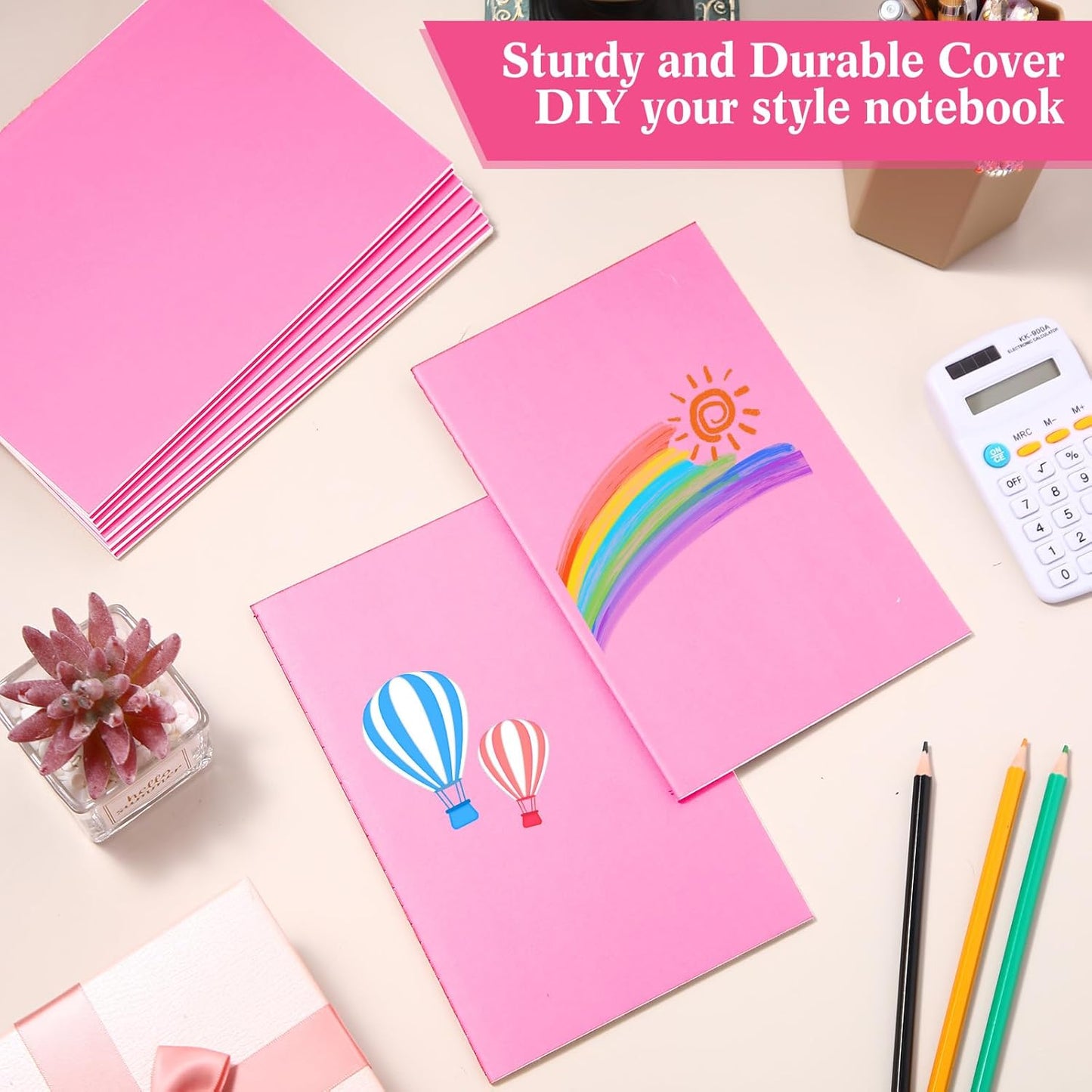 100 Pcs Kraft Notebook Journals 5.5 Inch x 8.3 Inch A5 Softcover Notebooks Bulk for Writing Sketch Office Notepad with 60 Pages 30 Sheets (Multicolor,Lined)(Pink,Lined)
