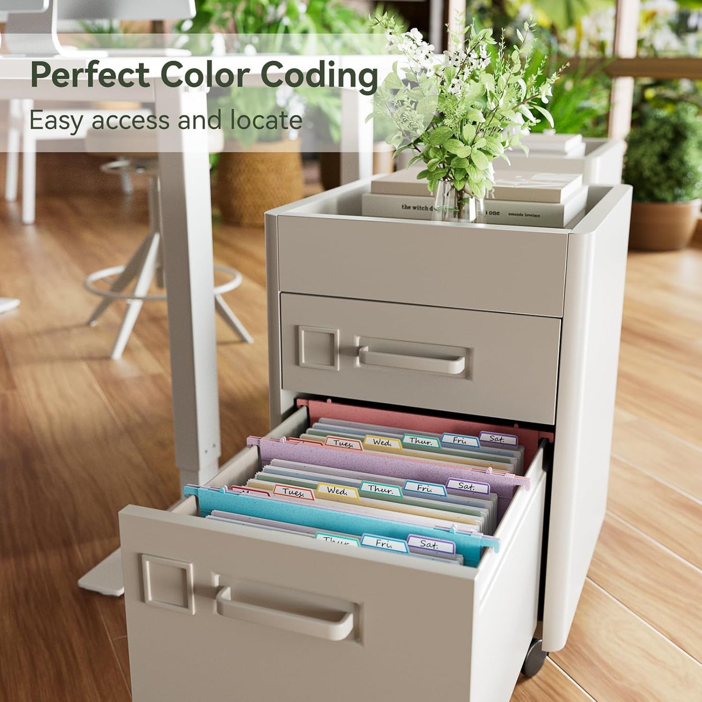 Wheat Straw Expanding Hanging File Folders, File Organizer, 1.2" Accordion Pockets, Large Capacity, Letter Size for Filing Cabinet, 100% BPA Free, Healthy Living-3 Packs-Pink&Bule&Purple