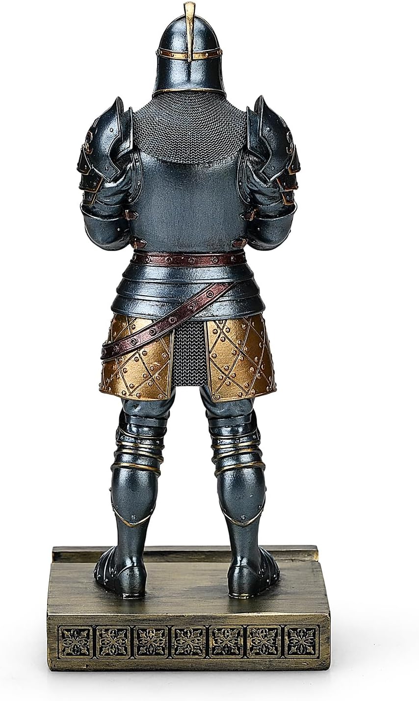 King's Guard Standup Knight Candlestick Holders Resin TeaLight Holder Warrior Mobile Phone Stand Pen Holder Candle Holder for Restaurant, Altar, Home Table(Blue)
