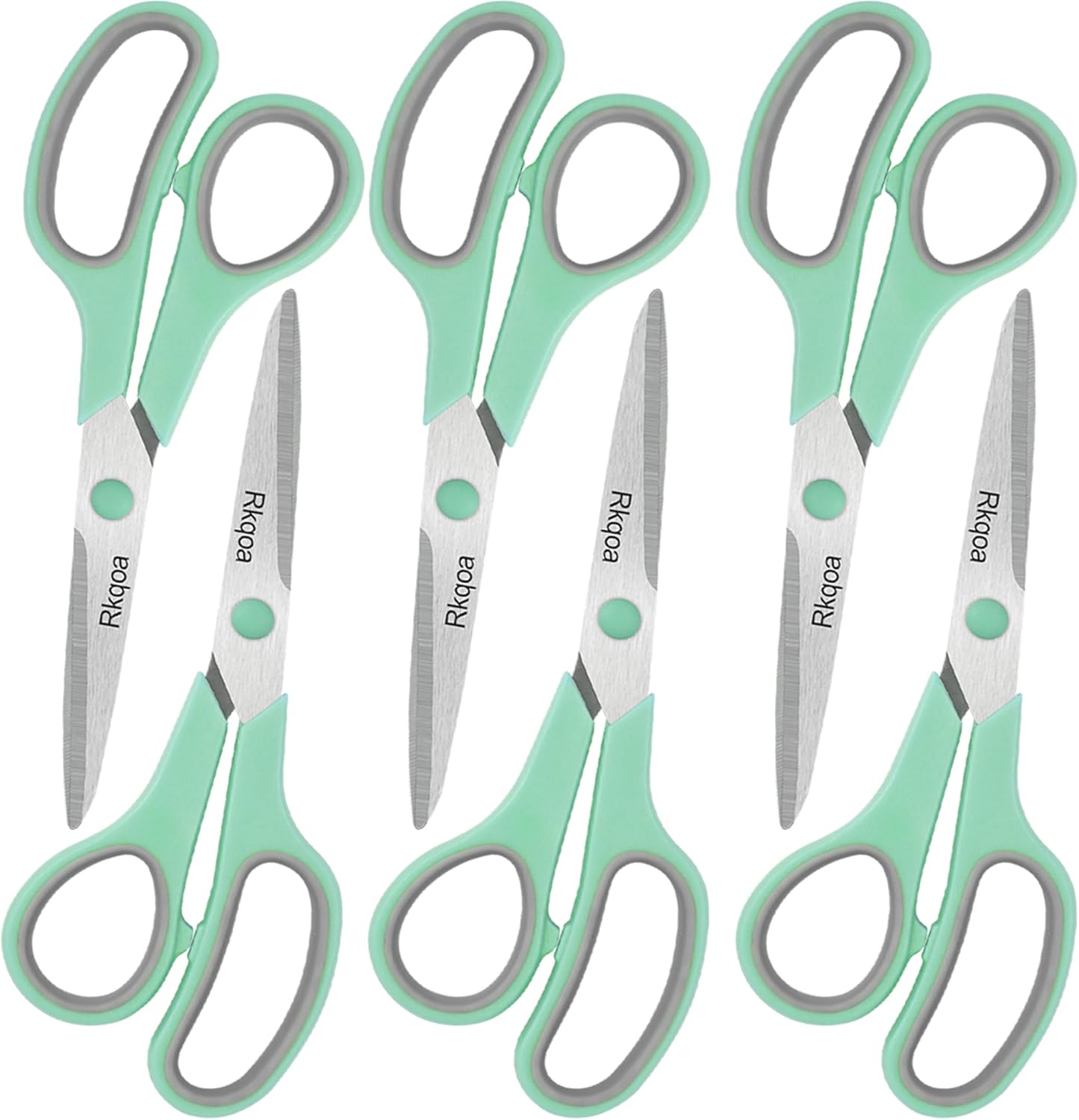 Scissors, Rkqoa 8" All Purpose Office Scissor 6 Pack - Comfort-Grip Sharp Shears for Office School House Sewing Fabric Crafts Arts Desk Classroom Supplies, Teacher/Class Scissors