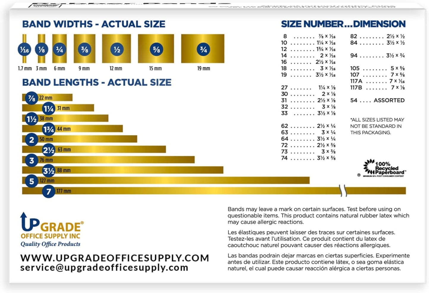 Upgrade Office Supply UPG22564CS Rubber Bands, Size 64 (3-1/2 x 1/4), 3,200 Bands, 1 lb 10-Box Case, USA