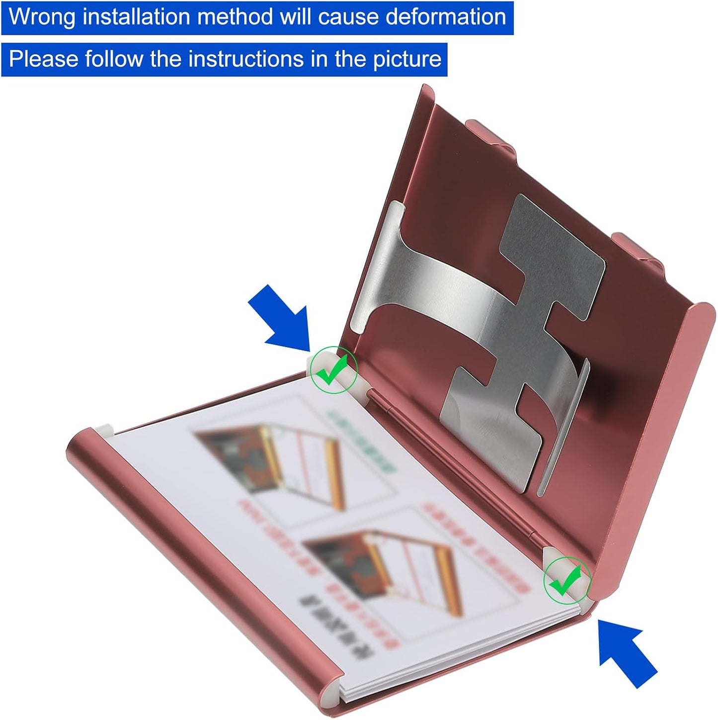 PATIKIL 2 Pcs Business Card Holder, Thumb Drive Business Card Holder Portable Business Card Holders Alloy Slide Out Card Case for Business Meeting, Rose Gold