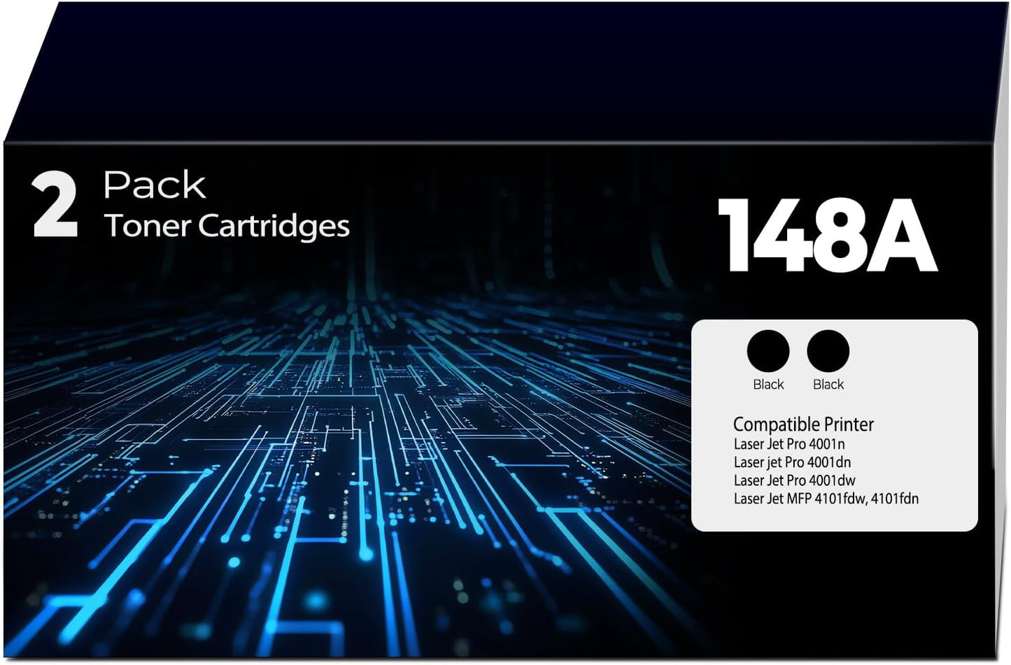 148A Toner Cartridge 4001n 4101fdw 4001dn Toner 2 Pack Replacement for HP 148A 148X Toner Cartridges Black HP148A HPW1480A HP148X Work with HP Laser Jet Pro 4001n 4001dn 4001dw MFP 4101fdw 4101fdn