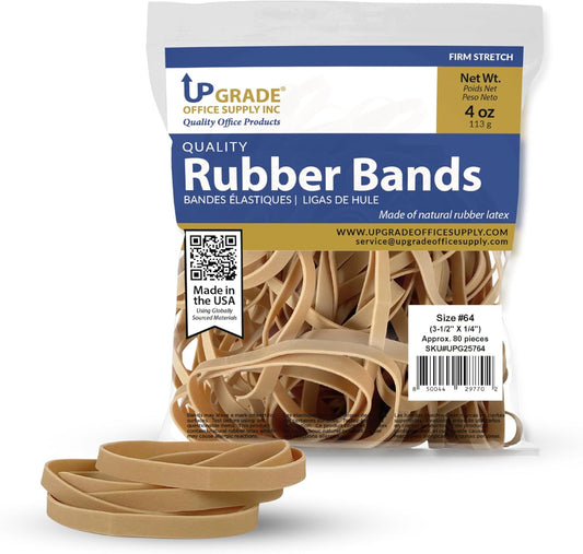 Upgrade Office Supply UPG25764 Rubber Bands, Size 64 (3-1/2 x 1/4), 80 Bands, 1/4 lb, USA