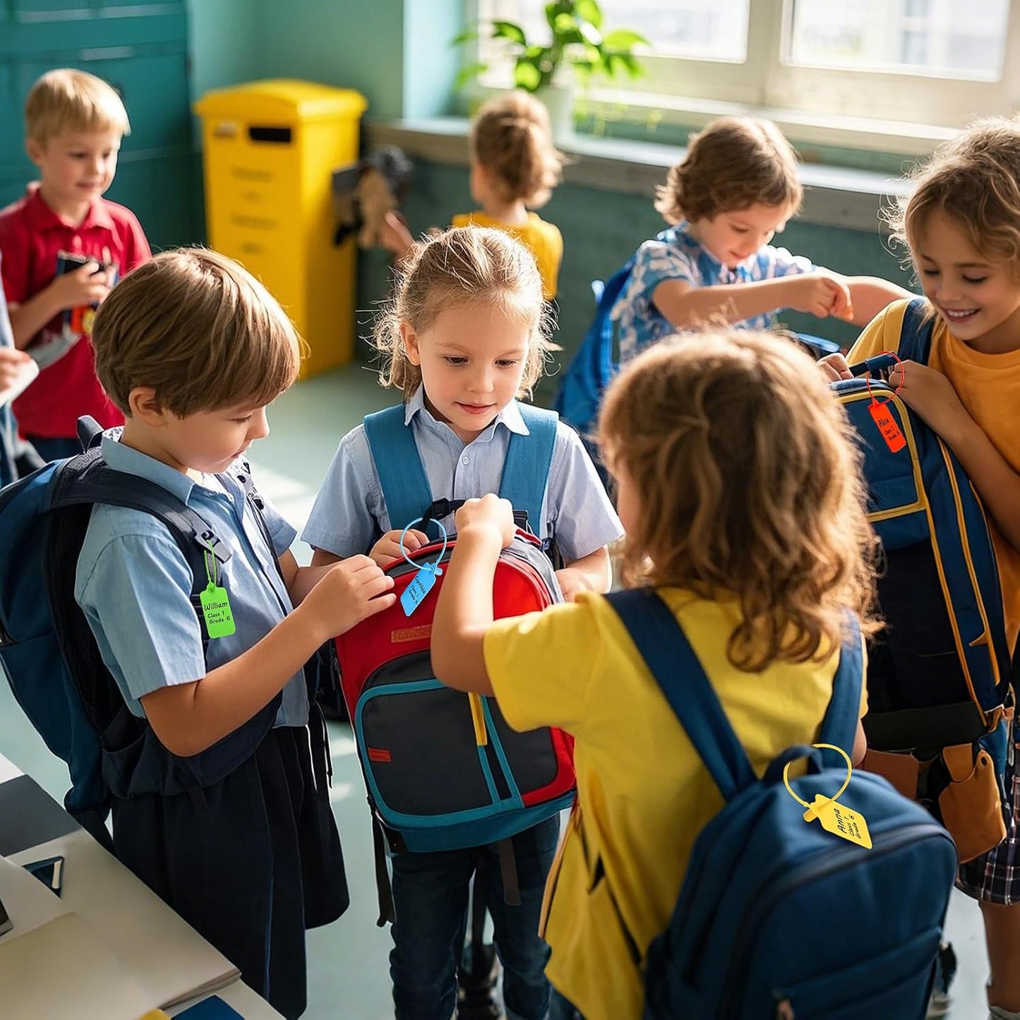 100 White Blank Plastic Tags for Labeling Waterproof Hanging Labels Writable Tags Seal Plastic Marking Label for Clothes Bags Keys Inventory with One Marker Pen