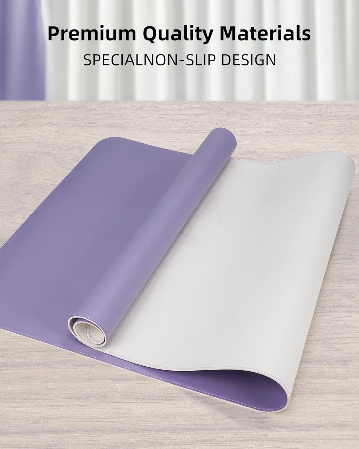 Leather Desk Pad Protector, Purple Desk pad, Office Desk Mat, Non-Slip PU Leather Desk Blotter, Laptop Desk Pad, Waterproof Desk Writing Pad for Office and Home (Light Purple, 31.5" x 15.7")