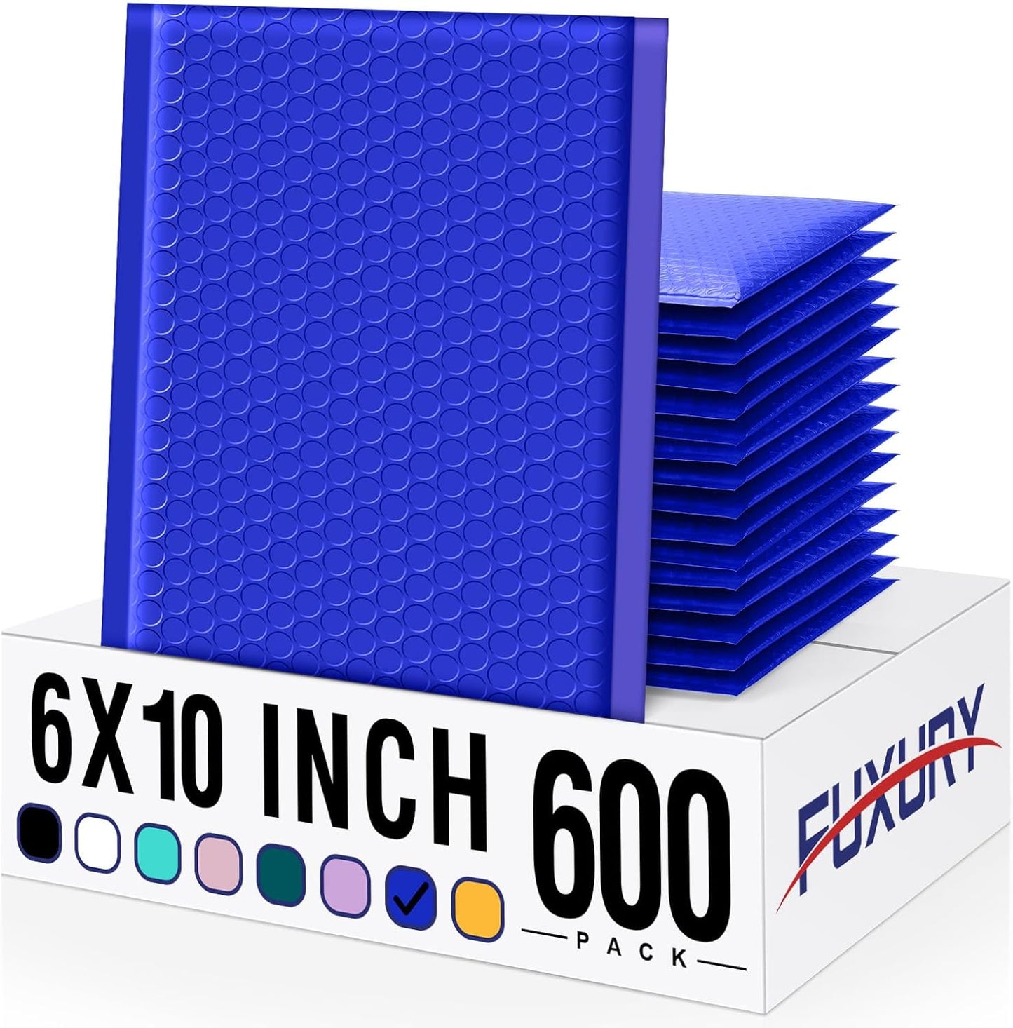 Fuxury Bubble Mailer 6x10 600 Pack Royal Blue #0, Poly Padded Envelope mailers for CDs,DVDs,Cosmetics,Jewelry, Bulk Self Seal Package Envelope Bags, Waterproof Mailing Evenploves for Small Business