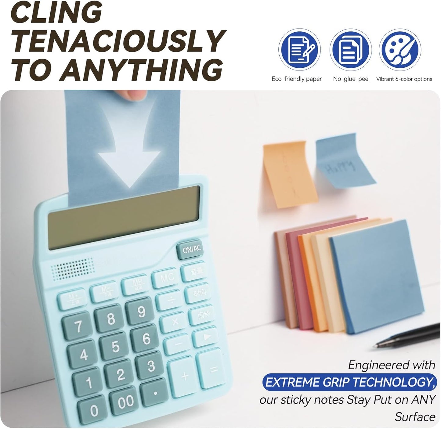 Sticky Notes 3x3in + 2x1.5in Small Sticky Note, 12 Pack 6 Colors Self-Sticky Note Pads | Sticks Strong & Removes Clean | Recycled Paper Cute Sticky Notes to School Supplies, Office Products