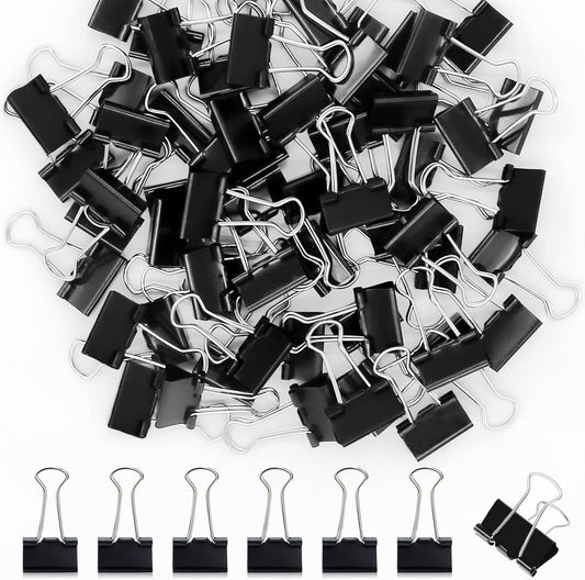 120 Pack Black Binder Clips 0.75 Inch, Small Paper Clamps, Black Paper Binder Clips, Office Clips, Mini Binder Clips, Small Clips for Office Supplies Home School and Business