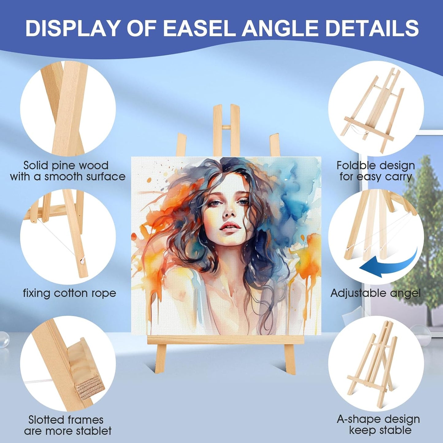 ESRICH 2 Pack 11.8" Wood Easels,Tabletop Easel for Painting,Painting Party, Displaying Canvases, Kids Student Table School Desktop, Portable Canvas Photo Picture Sign Holder