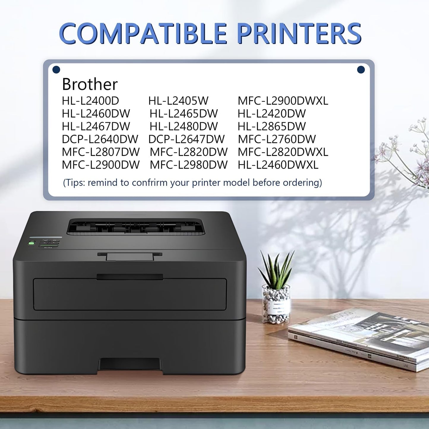 TN830XL Toner Cartridge(with Chip) 4 Pack Black Compatible with Brother TN830XL Toner Cartridge, Working with HL-L2460DW MFC-L2820DW MFC-L2820DWXL HL-L2400D HL-L2405W DCP-L2640DW HL-L2480DW Printer