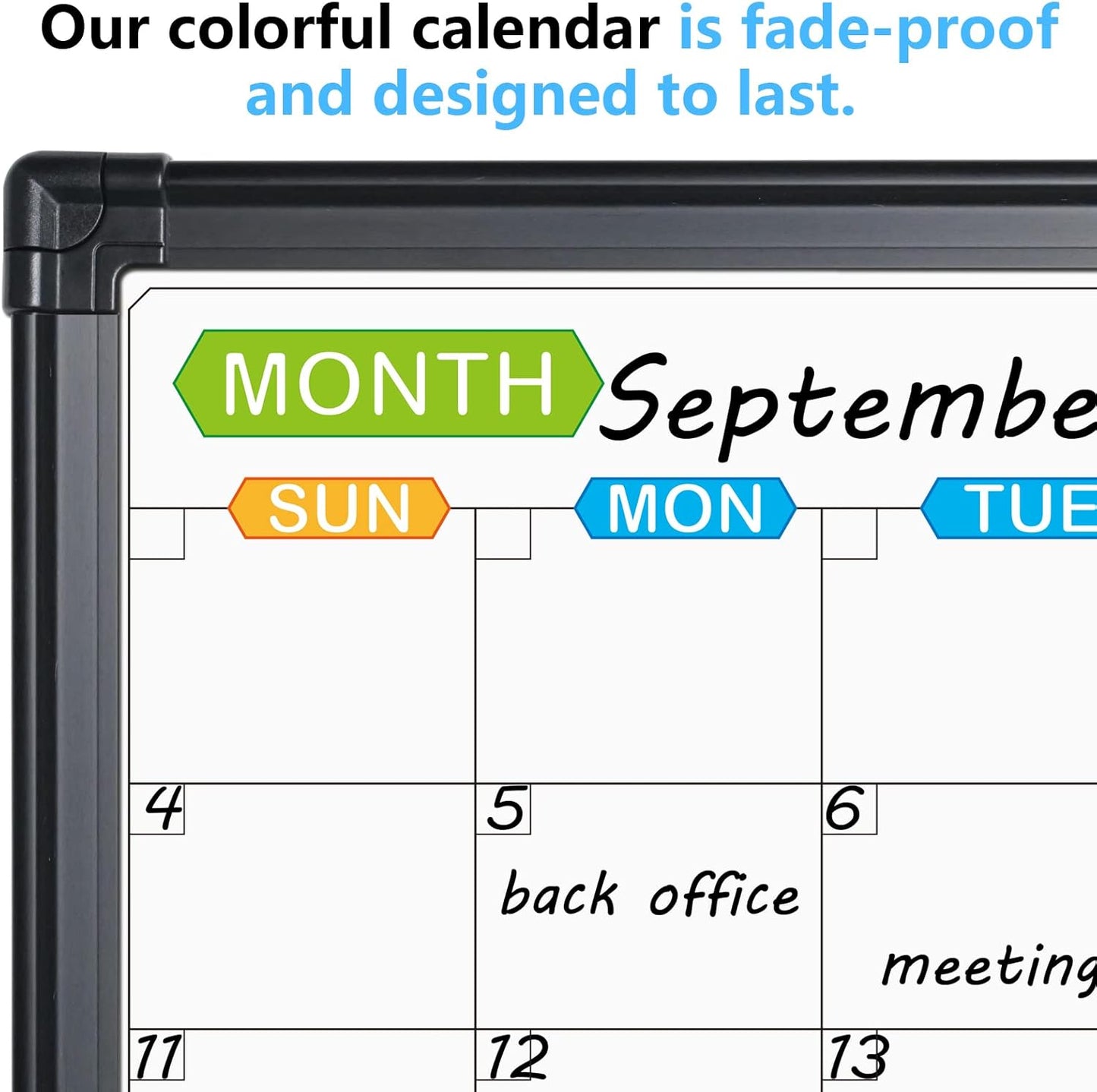 JILoffice Magnetic Dry Erase Calendar Whiteboard, 4 Month White Board Planner 36 X 24 Inch, Black Aluminum Frame Wall Mounted Board for Office Home and School