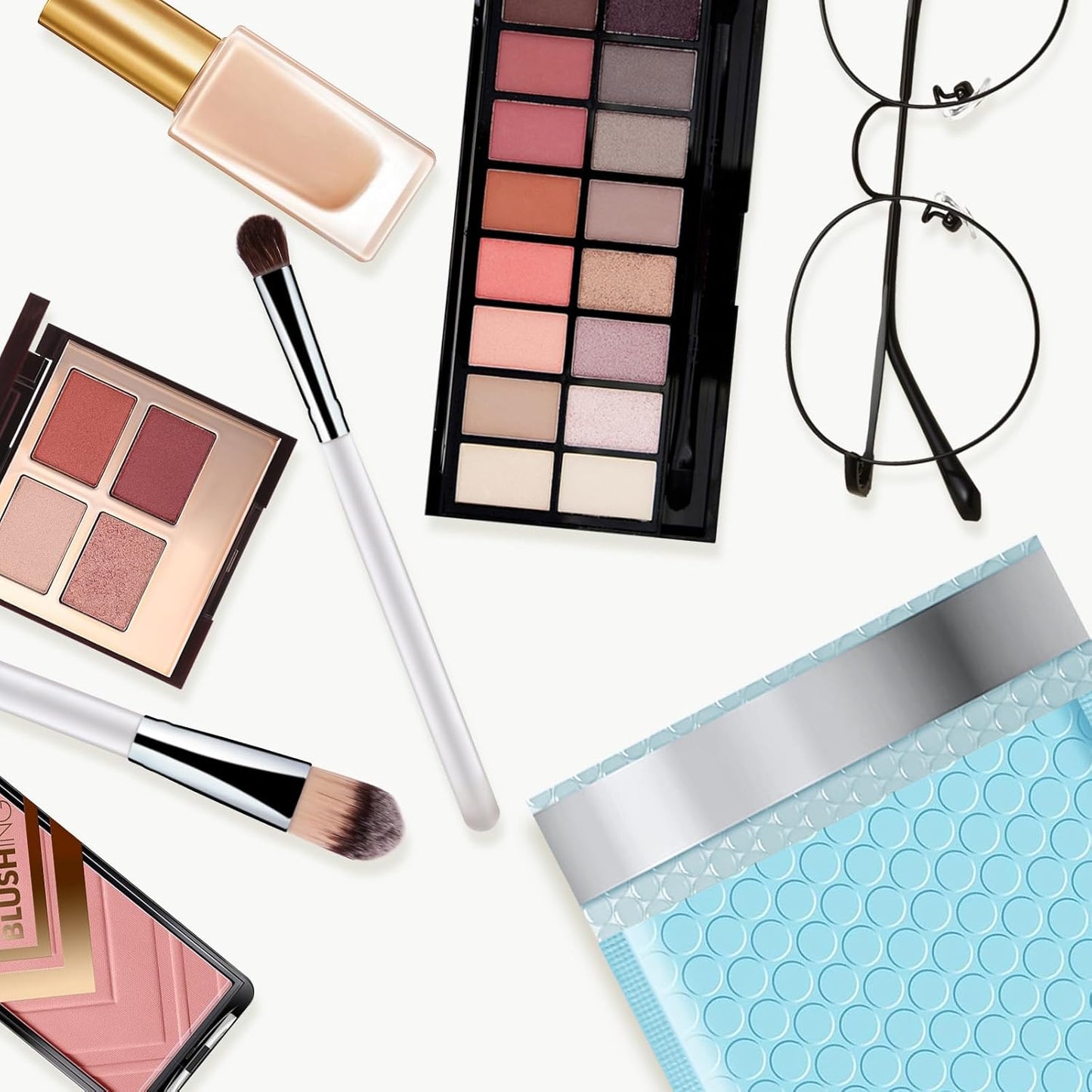 Poly Bubble Mailers 4x8 Padded Envelopes #000 50pcs, Self Seal Shipping Envelopes Padded Packaging for Small Business (Light Blue)