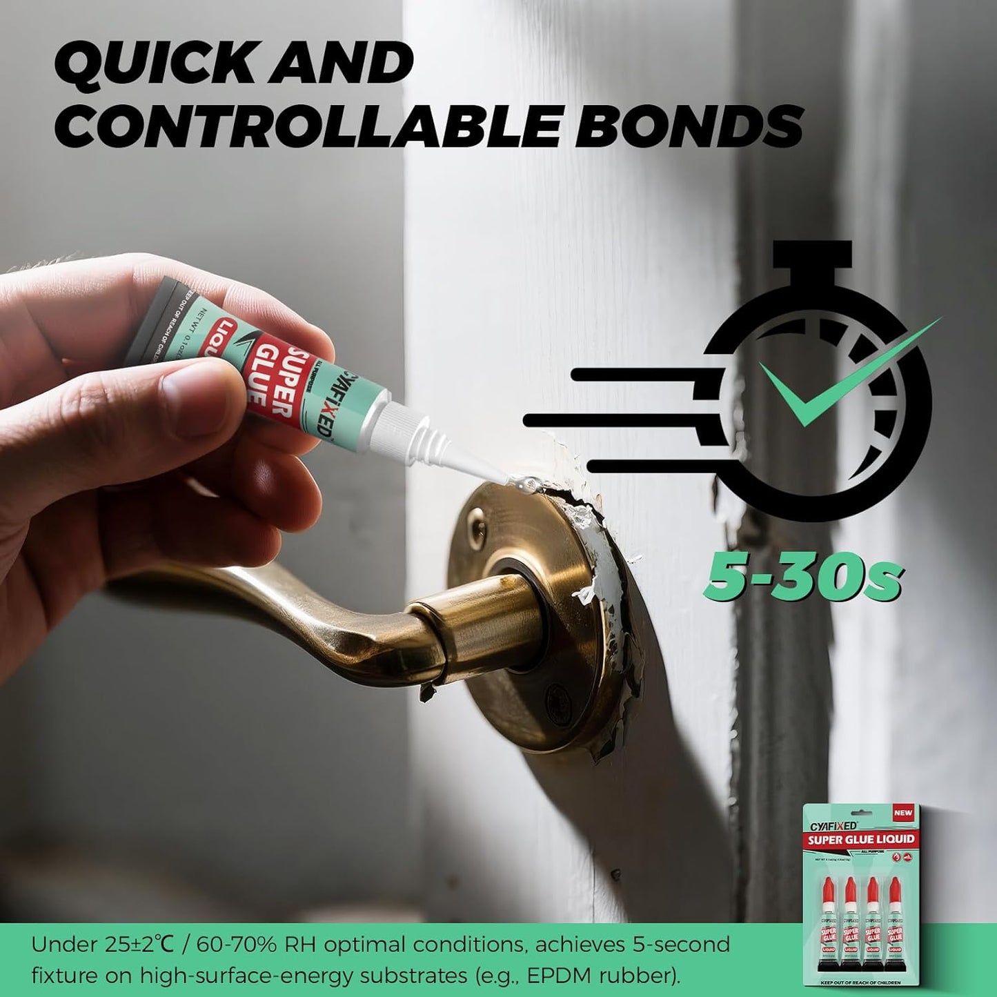 Super Glue Liquid Clear Glue for Wood Plastic Metal, Instant Superglue All Purpose Multipack Cyanoacrylate Adhesive Repair Ceramic Model Leather Rubber Glass Pottery, Strong Bonding Single Use