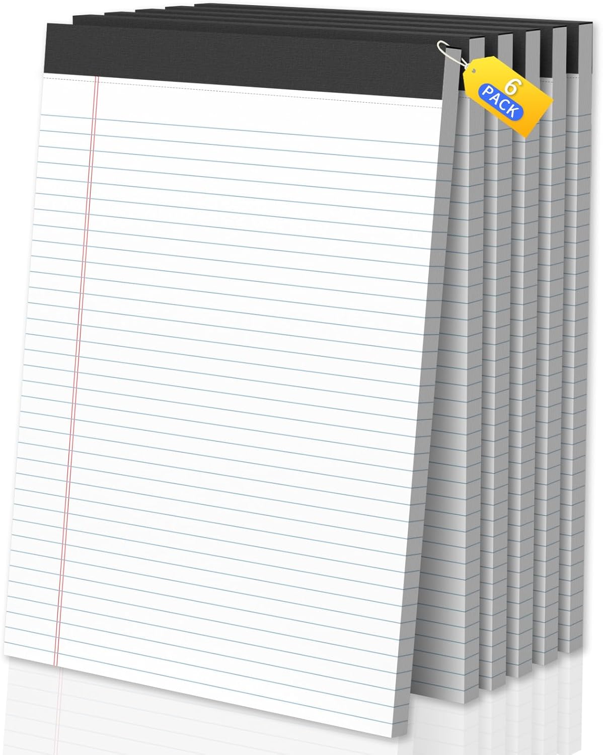 Legal Pads 8.5 X11, Narrow Ruled Notepads, 6 Pack, 50 Sheet/Pad, White Legal Pads, Tear Off Notepad, Perforated Writing Pad, Notebook Paper College Ruled, Notepads for Office Home School, Notepad