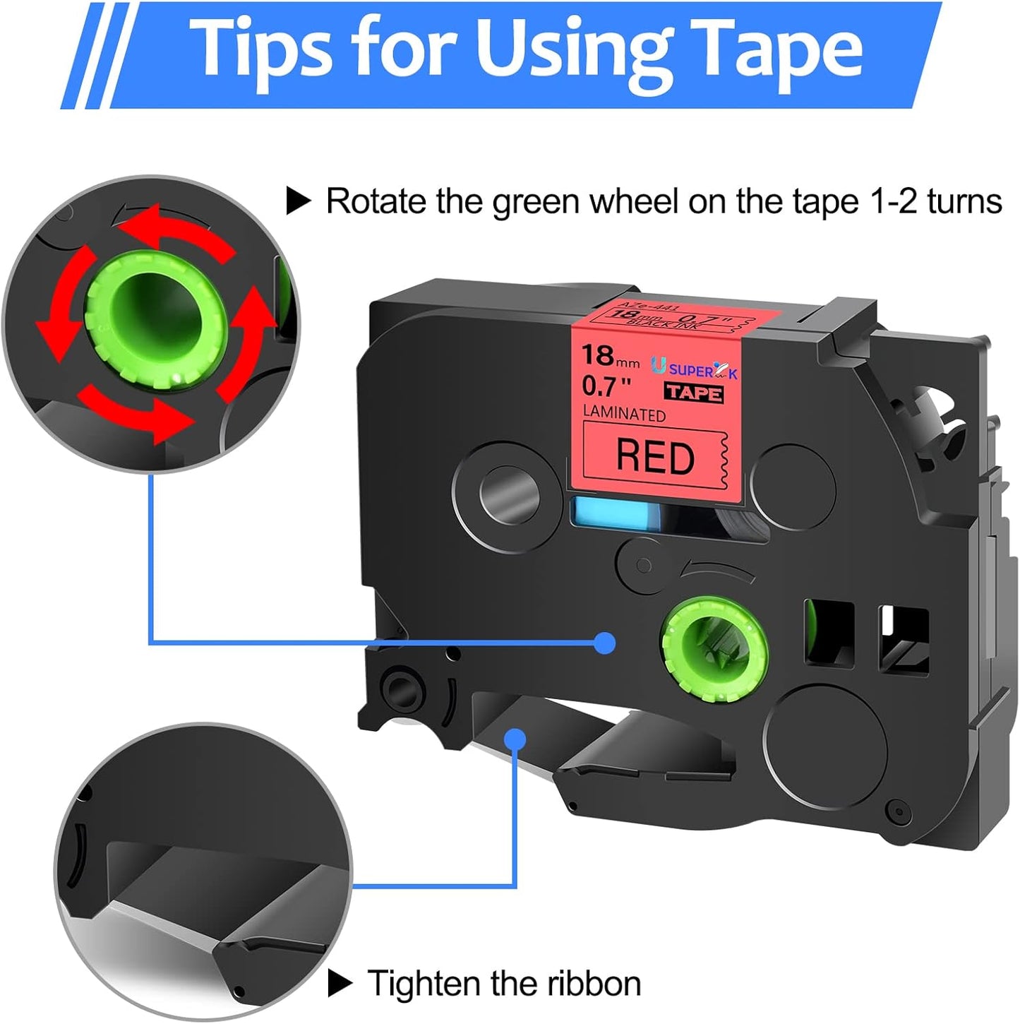 6PK Compatible for Brother P-Touch Label Maker Tape TZe-441 TZ-441 TZe441 TZ441 Black on Red 18mm 3/4 inch 0.7'' x 26.2ft Laminated TZe TZ Label Tape for PT-H500 PT-910BT PT-530 PT-550