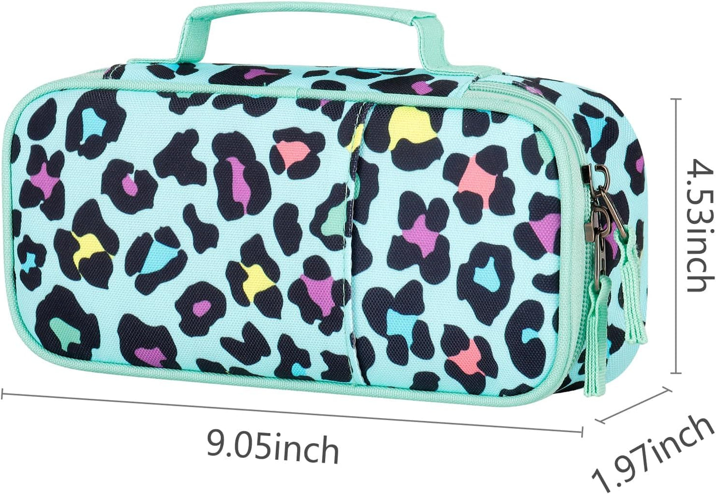 Choco Mocha Cheetah Pencil Case for Girls, Soft Pencil Case Kids Pencils Pouch for Kindergarten Girls, Green