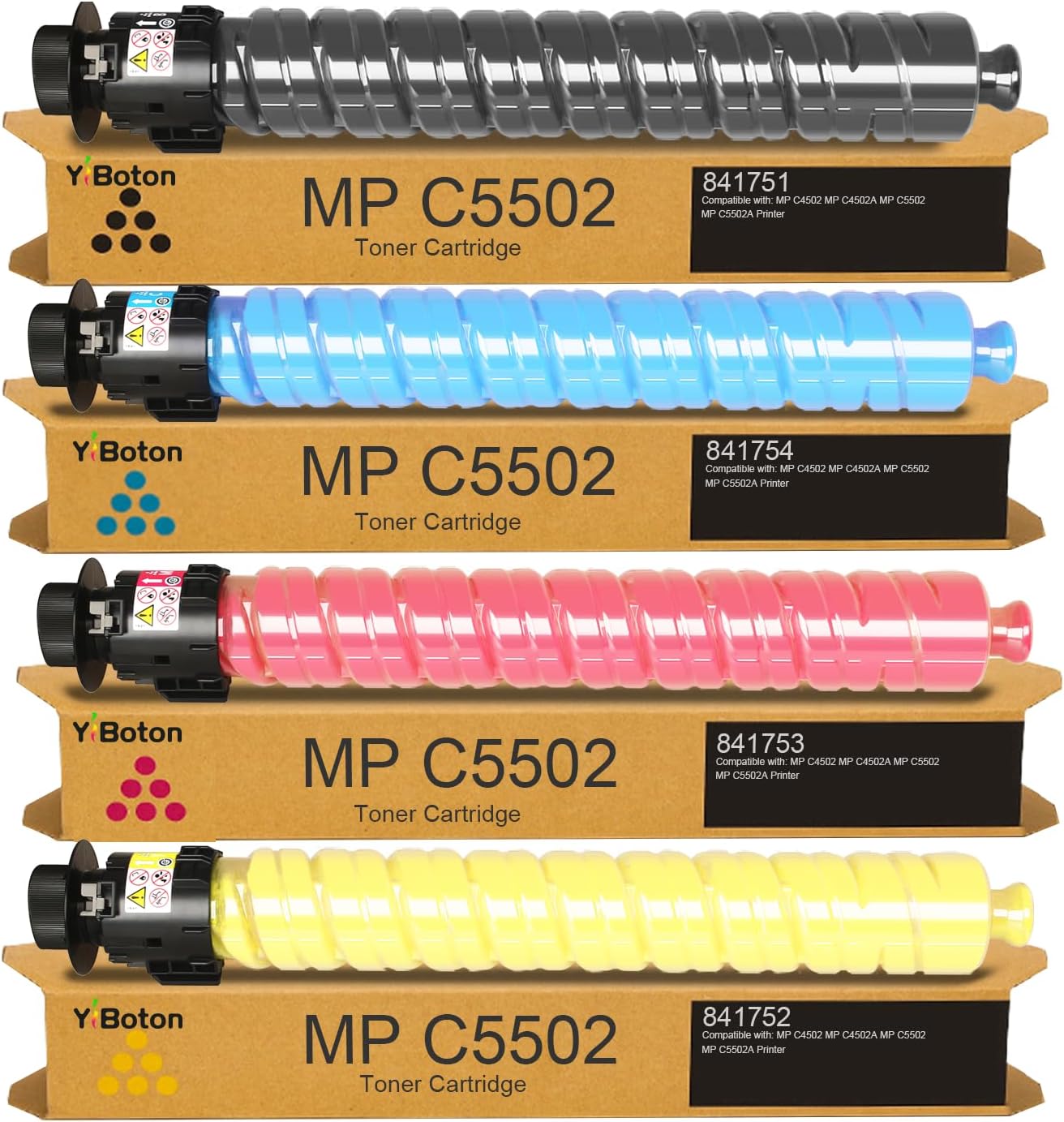 MP C4502 C5502 Toner Cartridge 841751 841752 841753 841754 Toner Compatible with Aficio/Savin/Lanier MP C4502 C4502A C5502A C5502 Printer Black Cyan Magenta Yellow
