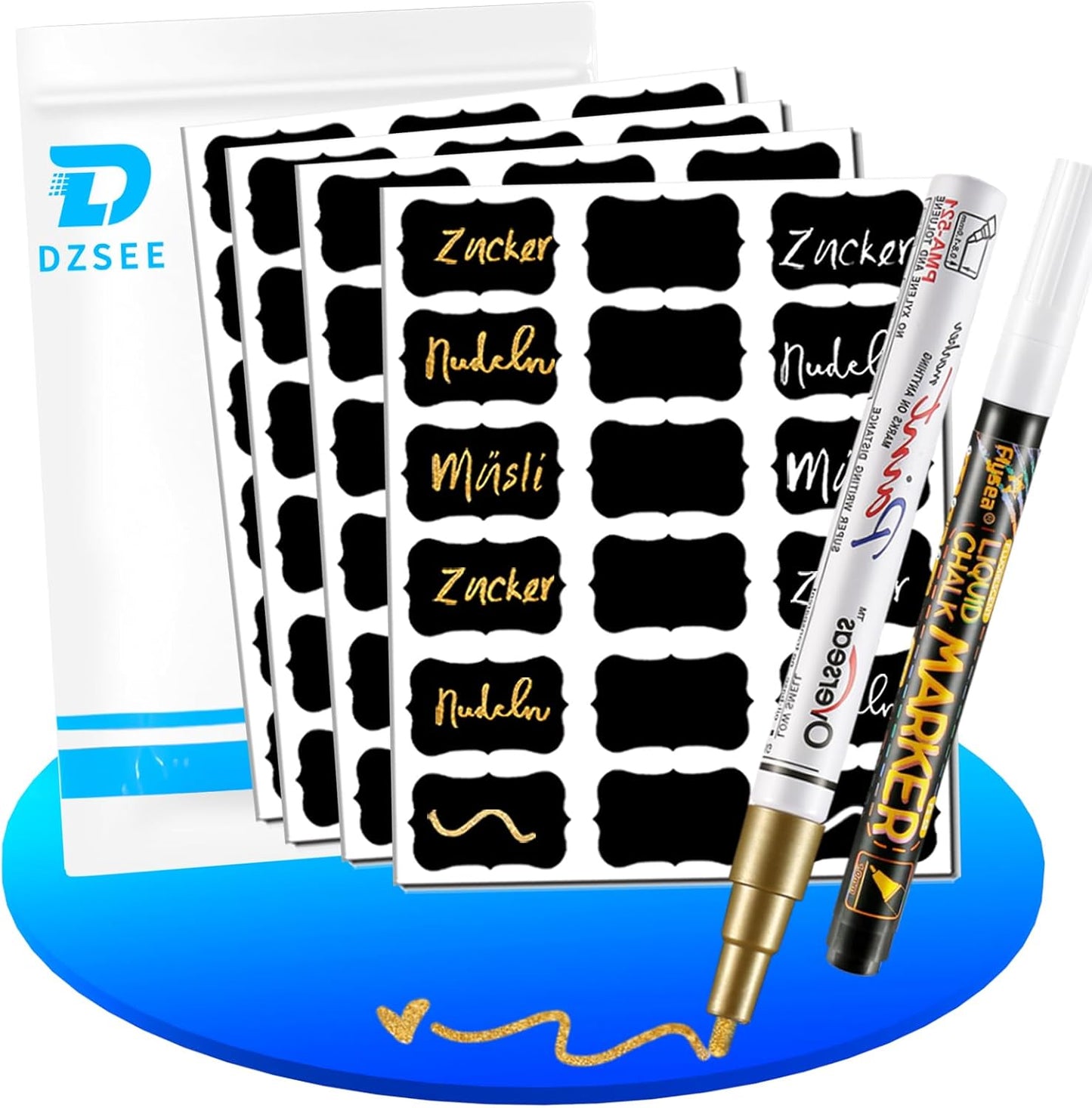 Chalkboard Labels, 72 Pcs Waterproof Reusable Chalk Stickers with Erasable Chalk Marker for Jars, Storage Bins, Kitchen, Parties, Weddings, Craft Rooms