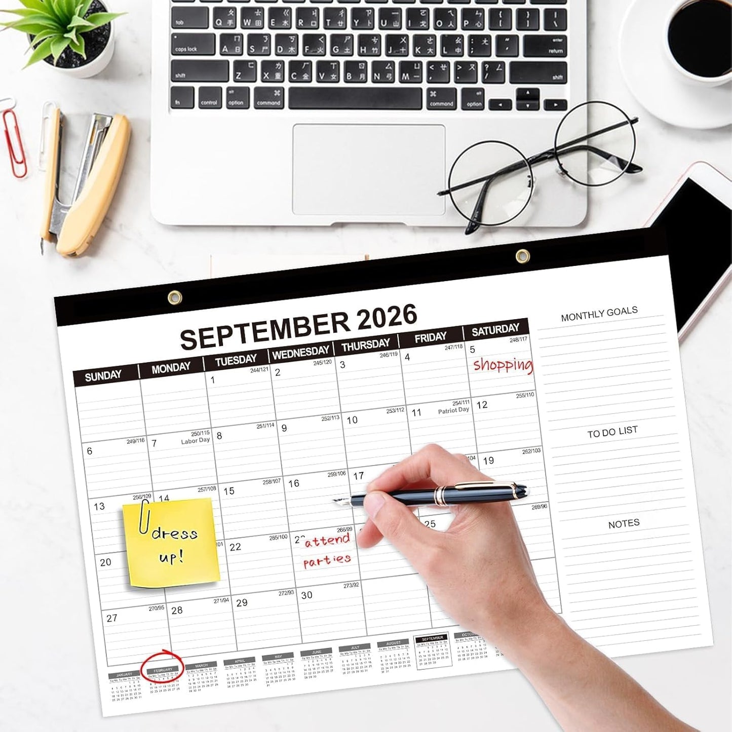 GuassLee Desk Calendar 2025, 2 Packs, 19 Months Calendar 17" × 11.5" Desk Calendar from June. 2025 to December. 2026 with Julian Date, To-do List, Notes, Monthly Goals, for Home School Office