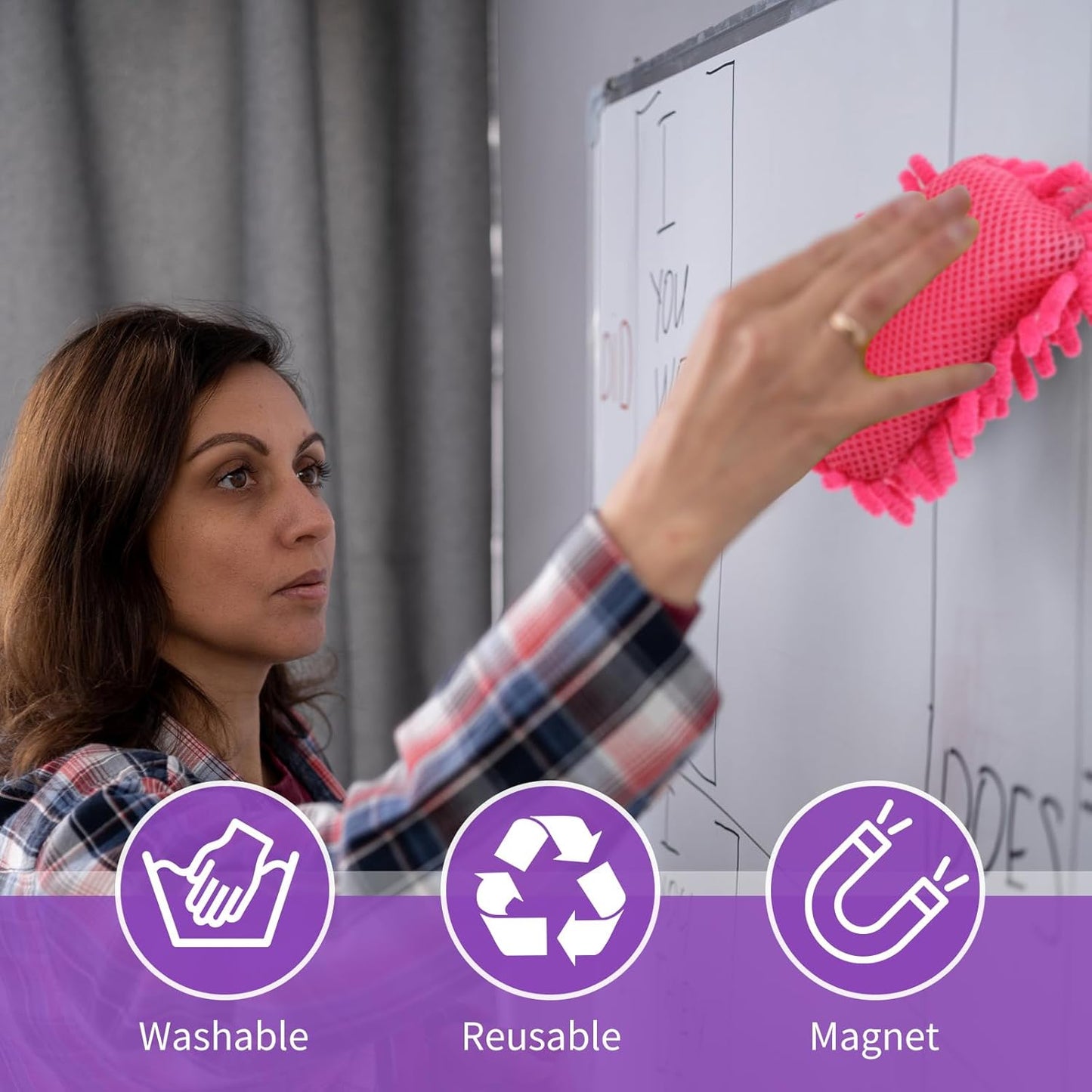 Sherr 30 Pcs Microfiber Shag Dry Erasers Bulk Magnetic Whiteboard Eraser Washable Colorful Chalk Board Eraser Markers Chalk Home School Classroom Office Supplies(Vivid Color)