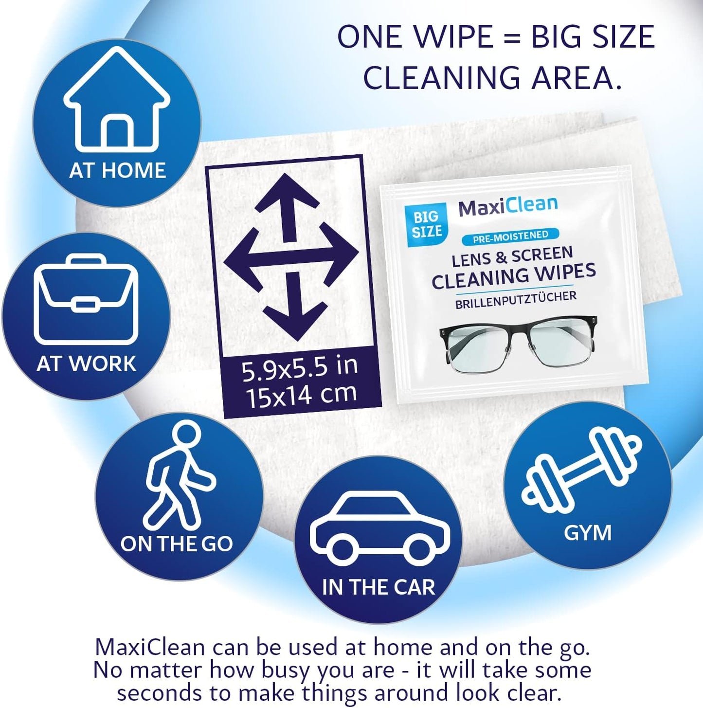 Glasses Wipes Lens Cleaner - Lens Wipes for Eyeglasses - 600 Pre-moistened Individually Wrapped Wipes for Eye Glasses, Electronics, Phone, Computer, Laptop Screen - Camera Lens Cleaner - Made in EU