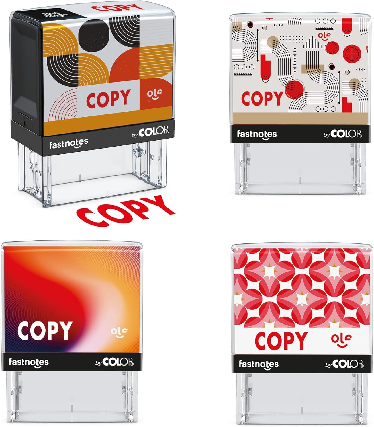 Fastnotes Copy Self-Inking Rubber Stamp by COLOP - Great for Office Documents, Notary, Warehouse, Accounting Paperwork, Business, and Legal Documentation - Red Ink (Copy- Red)