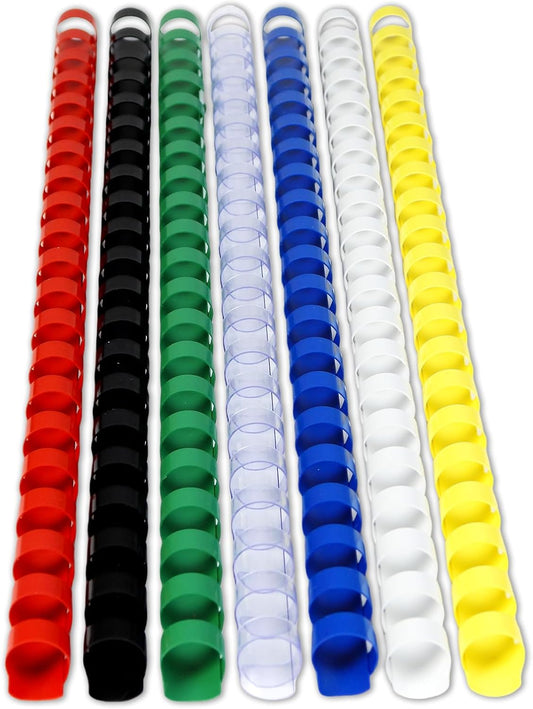 Rayson CR-10-100-M Plastic Binding Combs 3/8in. 21-Ring, 55-Sheet Capacity, Colorful Comb Binding Spines, Max. Binding A4 Size Paper (8.3"×11.7"), Box of 100