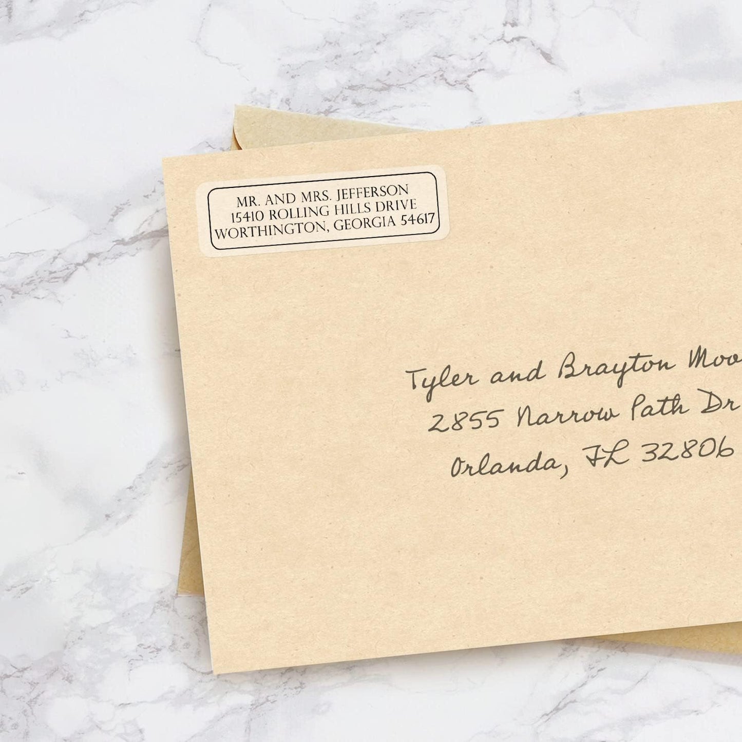 Clear Outline Rolled Address Labels / 250 Personalized Return Address Labels/Designer Address Stickers in Elegant Plastic Dispenser