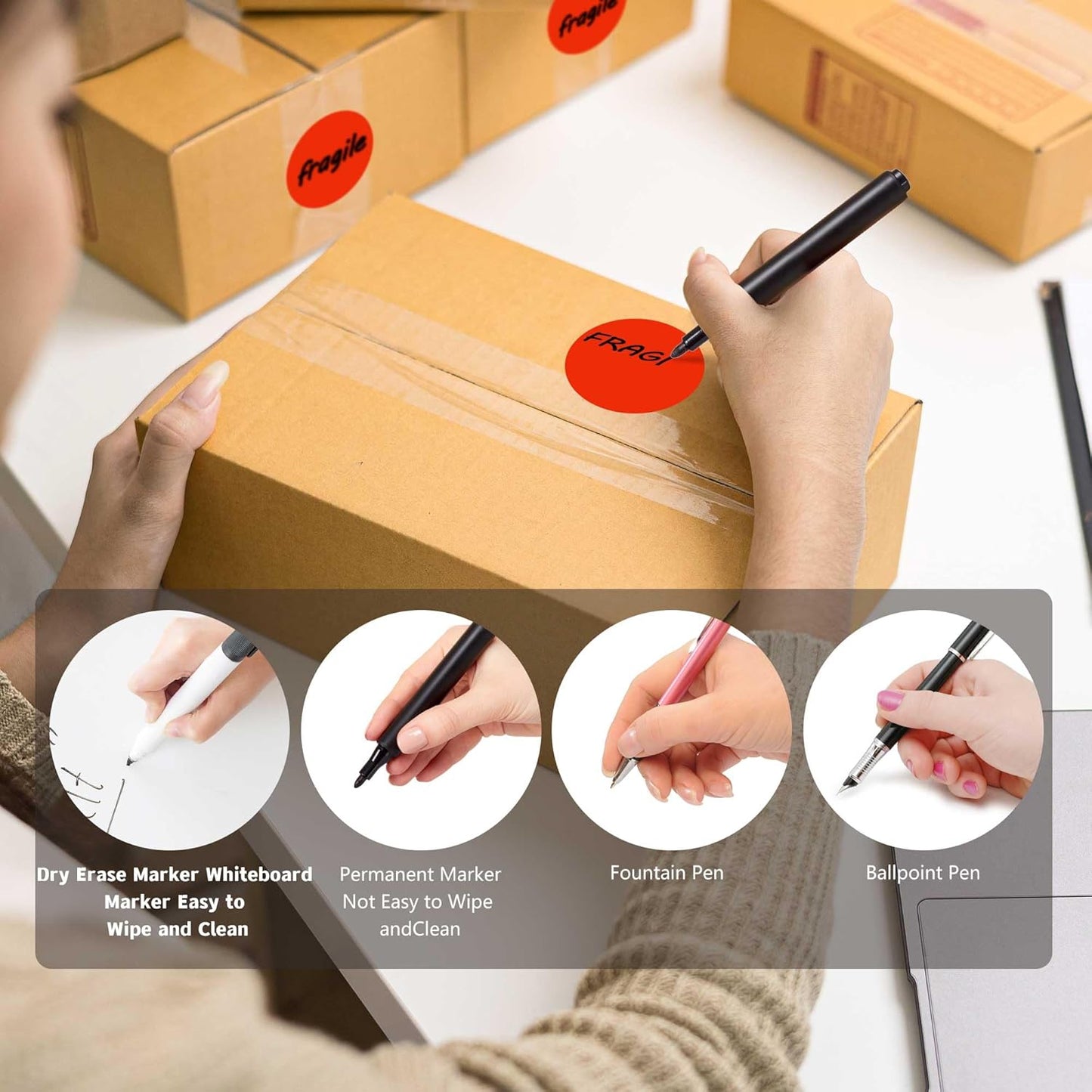 PARLAIM 2 inch Round Color-Code Dot Sticker Labels, 4 Rolls 2000 Adhesive Label Pack in Dispenser Box, Red