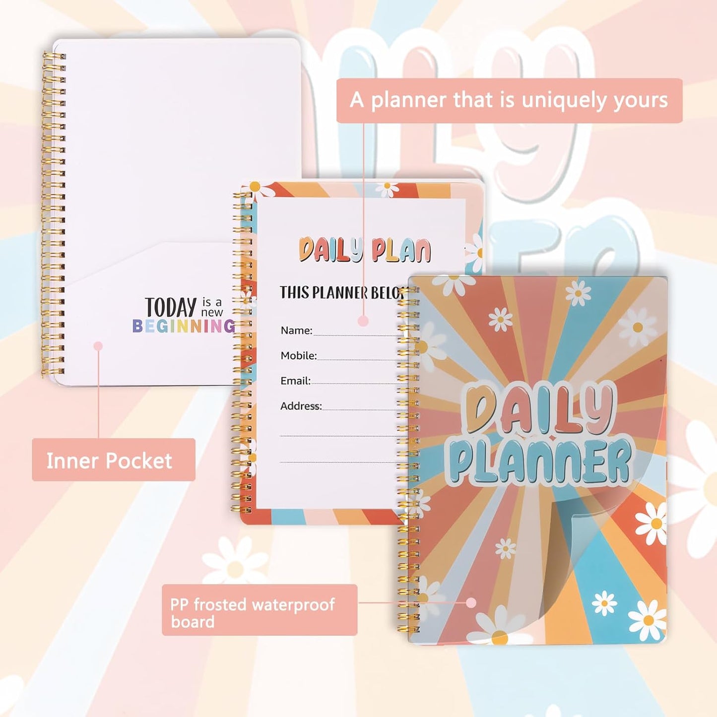 2025 Undated Weekly Planner,To Do List Notebook, Daily Notepad,Weekly Goals Planner, Habit Tracker Journal for Home and Work,8×10inch, Hippies